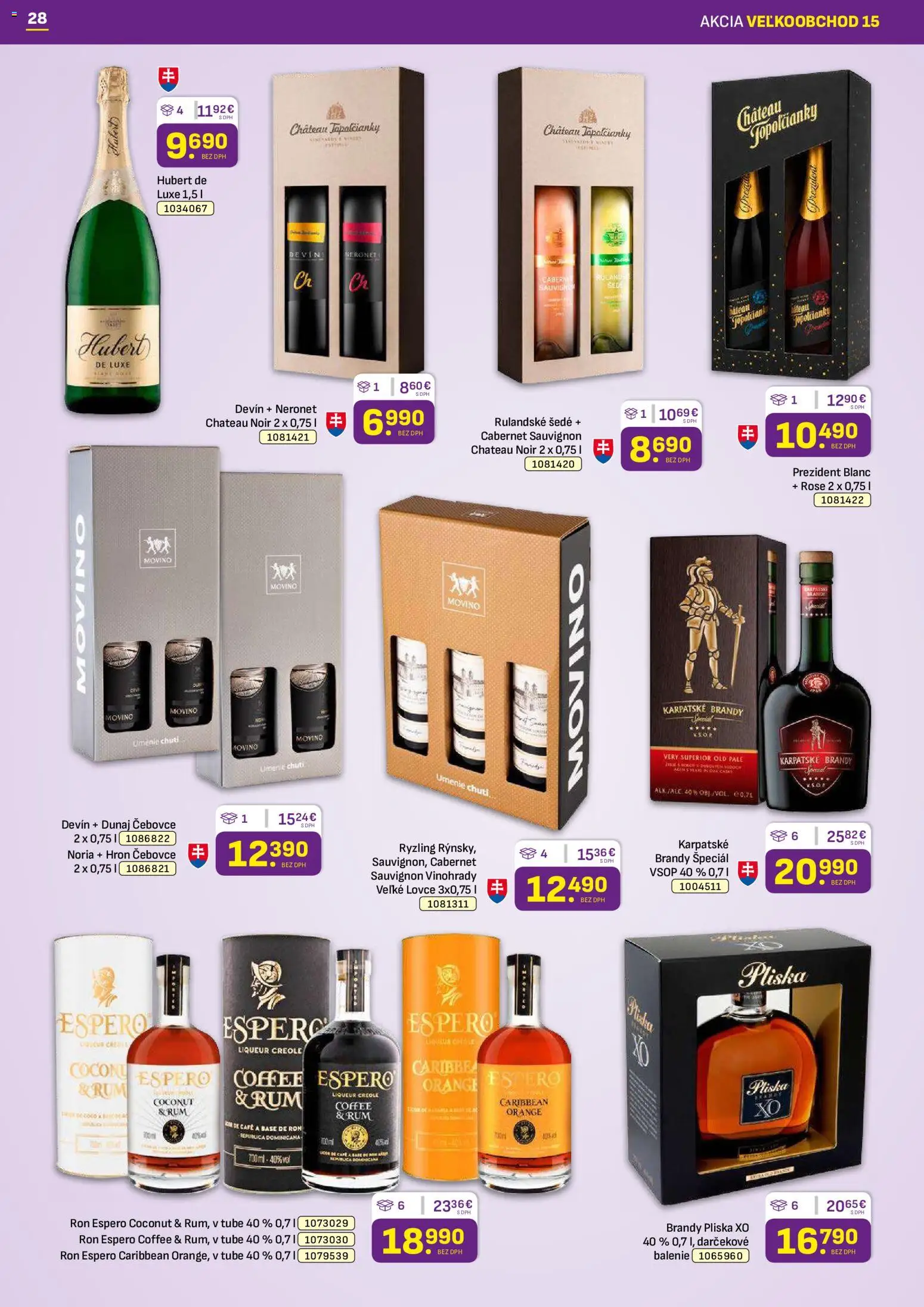 Nové Libex akcie – leták je platný od 27.07.2026 | Strana: 28 | Produkty: Karpatské brandy, Republica, Brandy, Rum