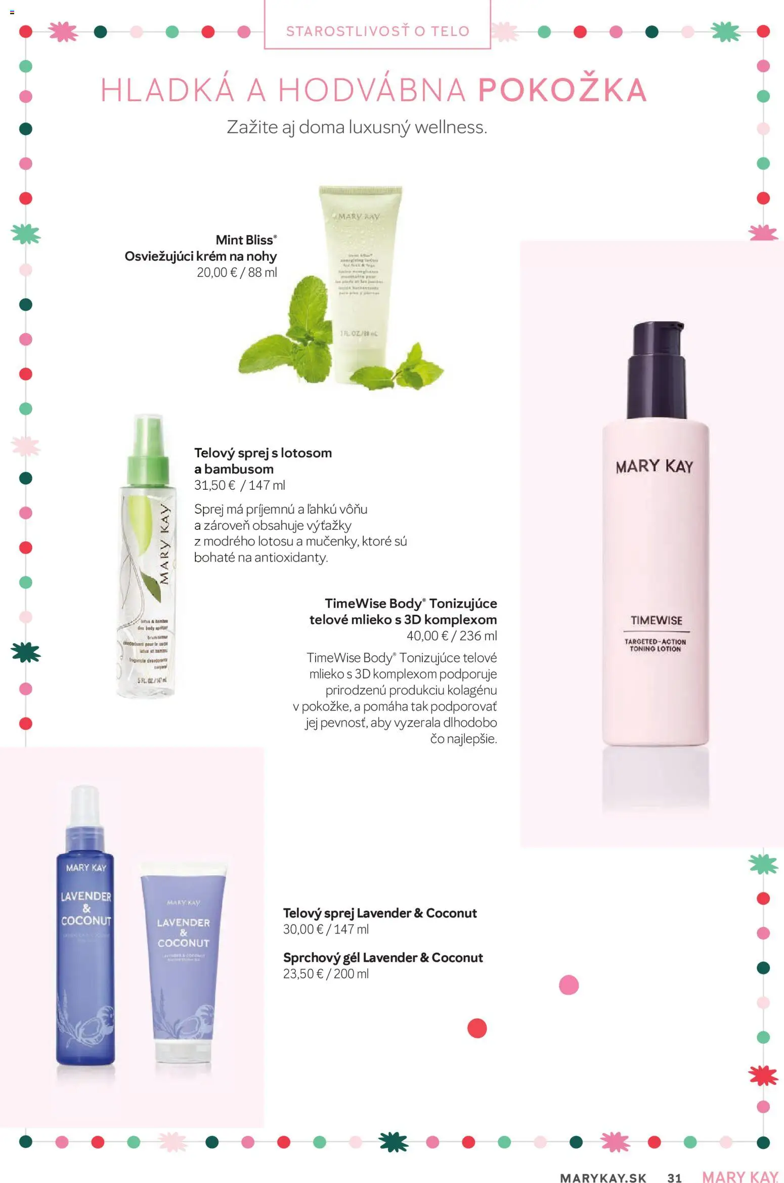Nové Mary Kay akcie – leták je platný od 30.09.2026 | Strana: 31 | Produkty: Mlieko, Telové mlieko, Sprchový gél, Krém