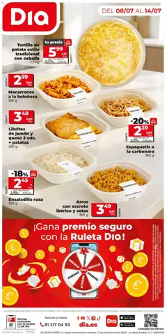 Vista previa Espaguetis a la carbonara, Espaguetis a la carbonara 350 g válido desde el 08/07/2026 | Página: 12 | Productos: Ensaladilla, Jamón, Arroz, Παγωμένο τσάι