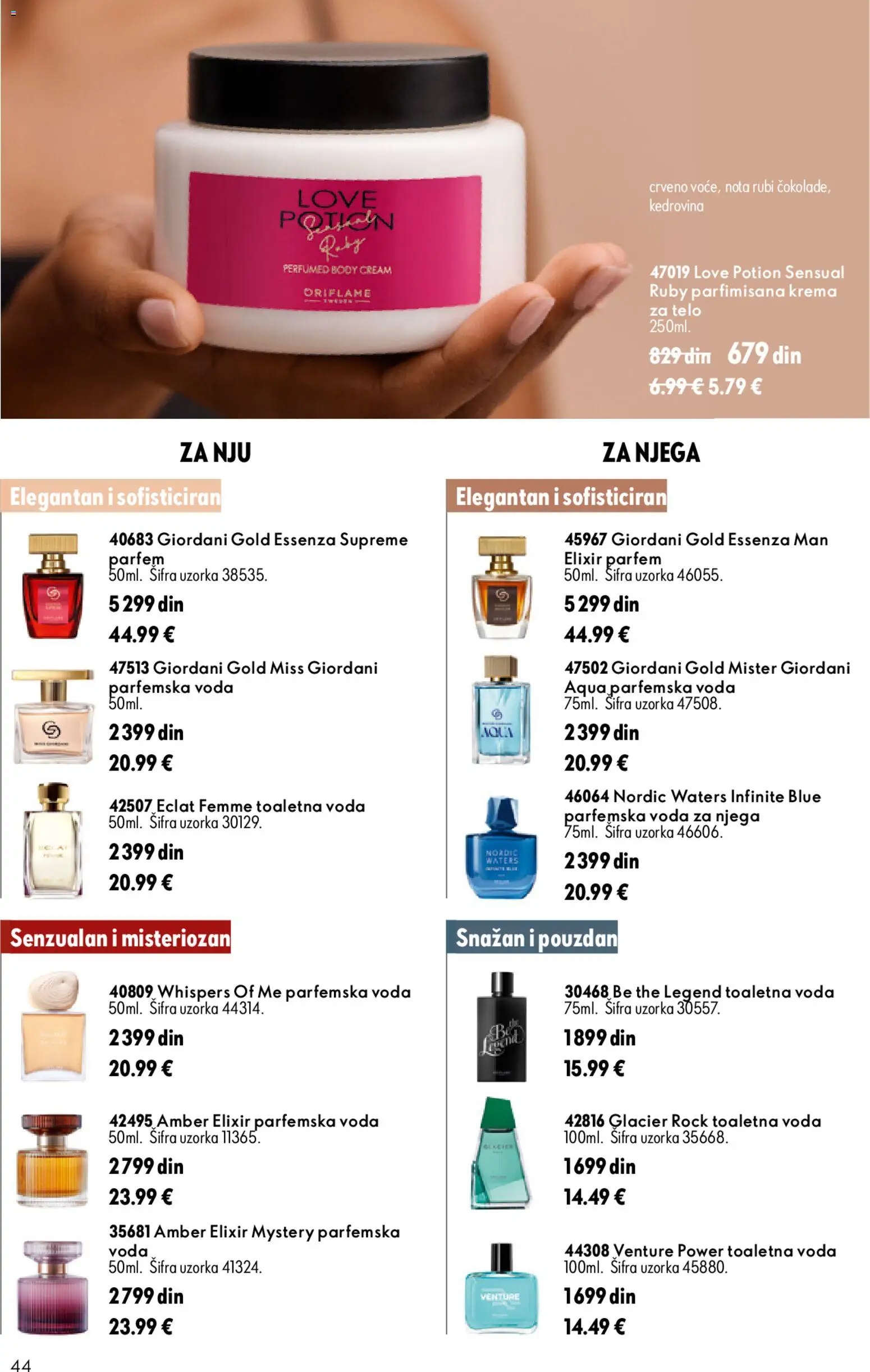 Oriflame katalog - važi od 26.08.2026 | Strana: 44 | Proizvode: Parfem, Toaletna voda, Voda, Krema za telo