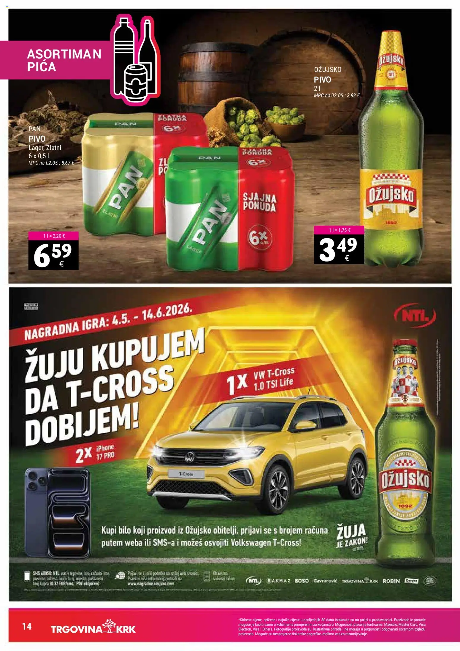 Trgovina Krk katalog | vrijedi od 16.05.2026 | Stranica: 14 | Proizvodi: Pica, Ožujsko, Pan, Igra