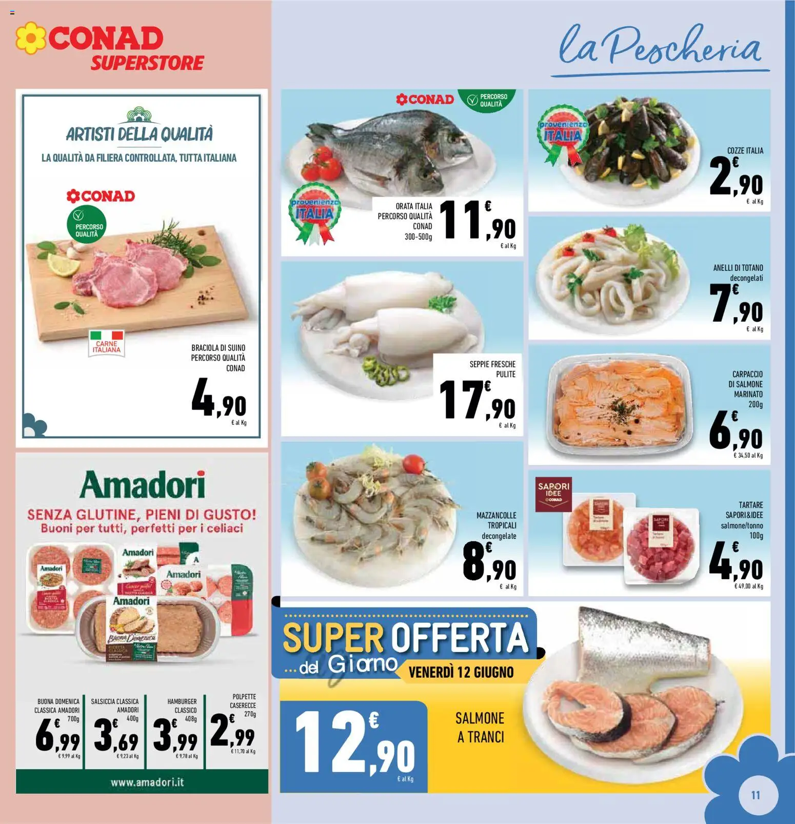 Volantino Conad del 04.06.2026 | Pagina: 11 | Prodotti: Cozze, Mazzancolle, Orata, Totano