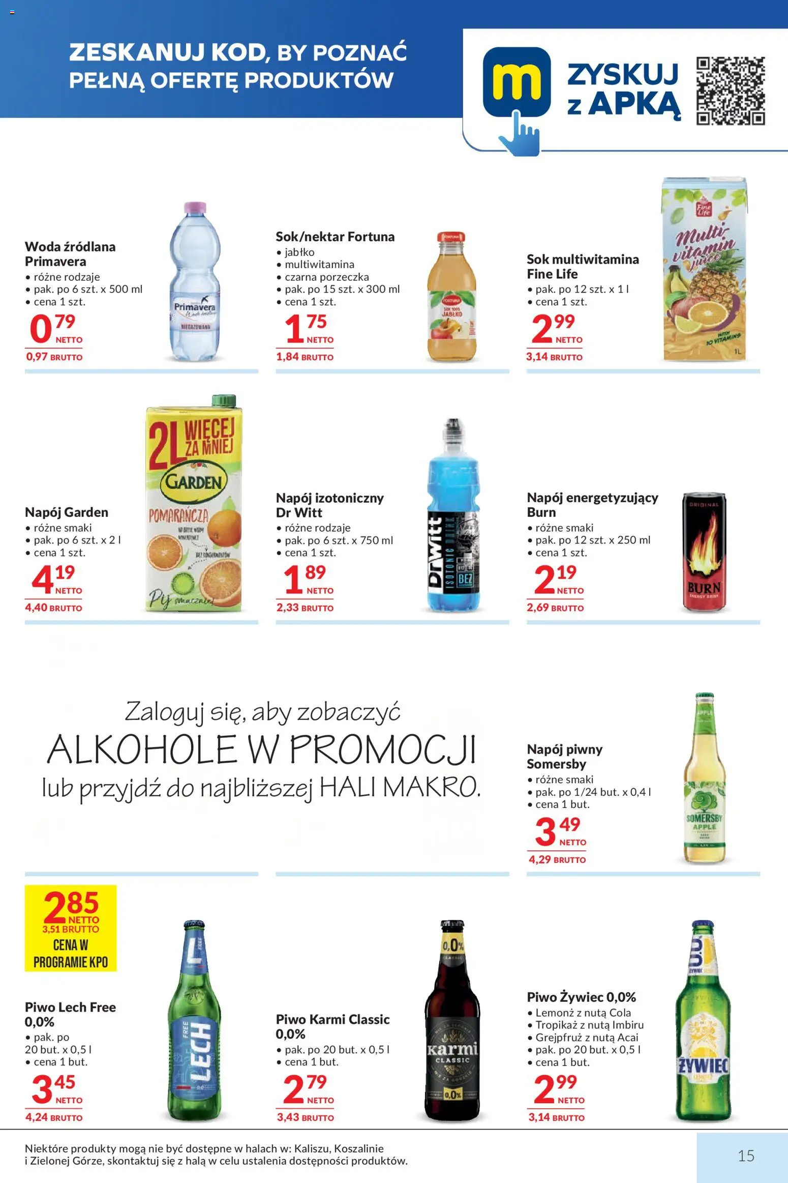 Makro gazetka od 13.10.2026 | Strona: 15 | Produkty: Alkohole, Lech, Woda źródlana, Piwo