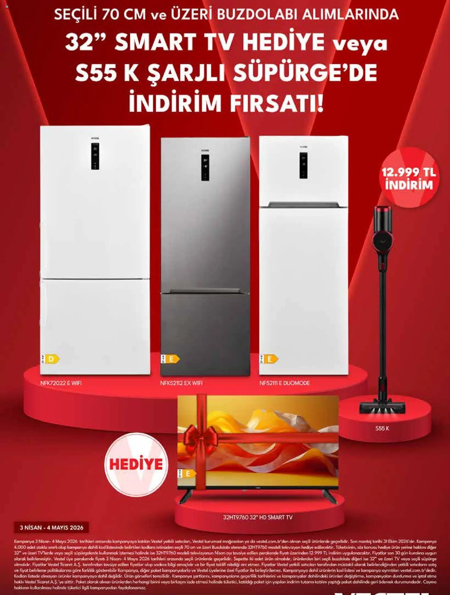 Vestel Katalog - 03.04.2026 tarihinden itibaren geçerlidir | Sayfa: 7 | Ürünler: TV, Televizyon, Buzdolabı