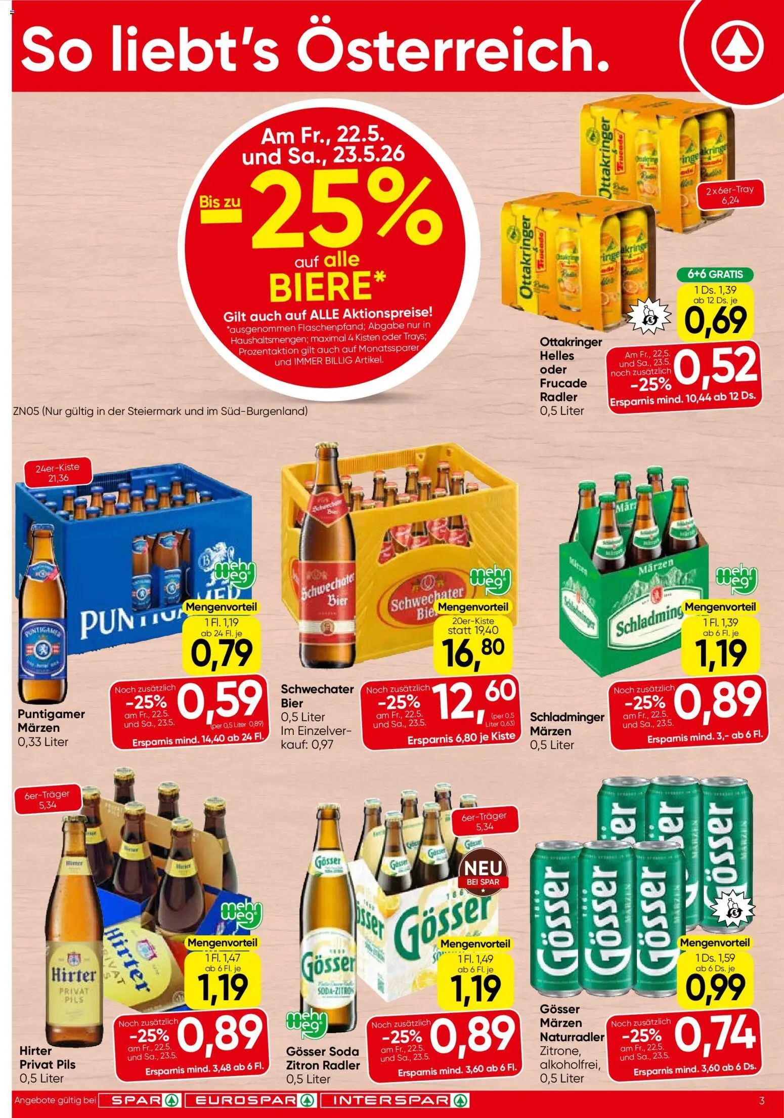 Spar Flugblatt - Steiermark gültig ab 21.05.2026 | Seite: 3 | Produkte: Bier
