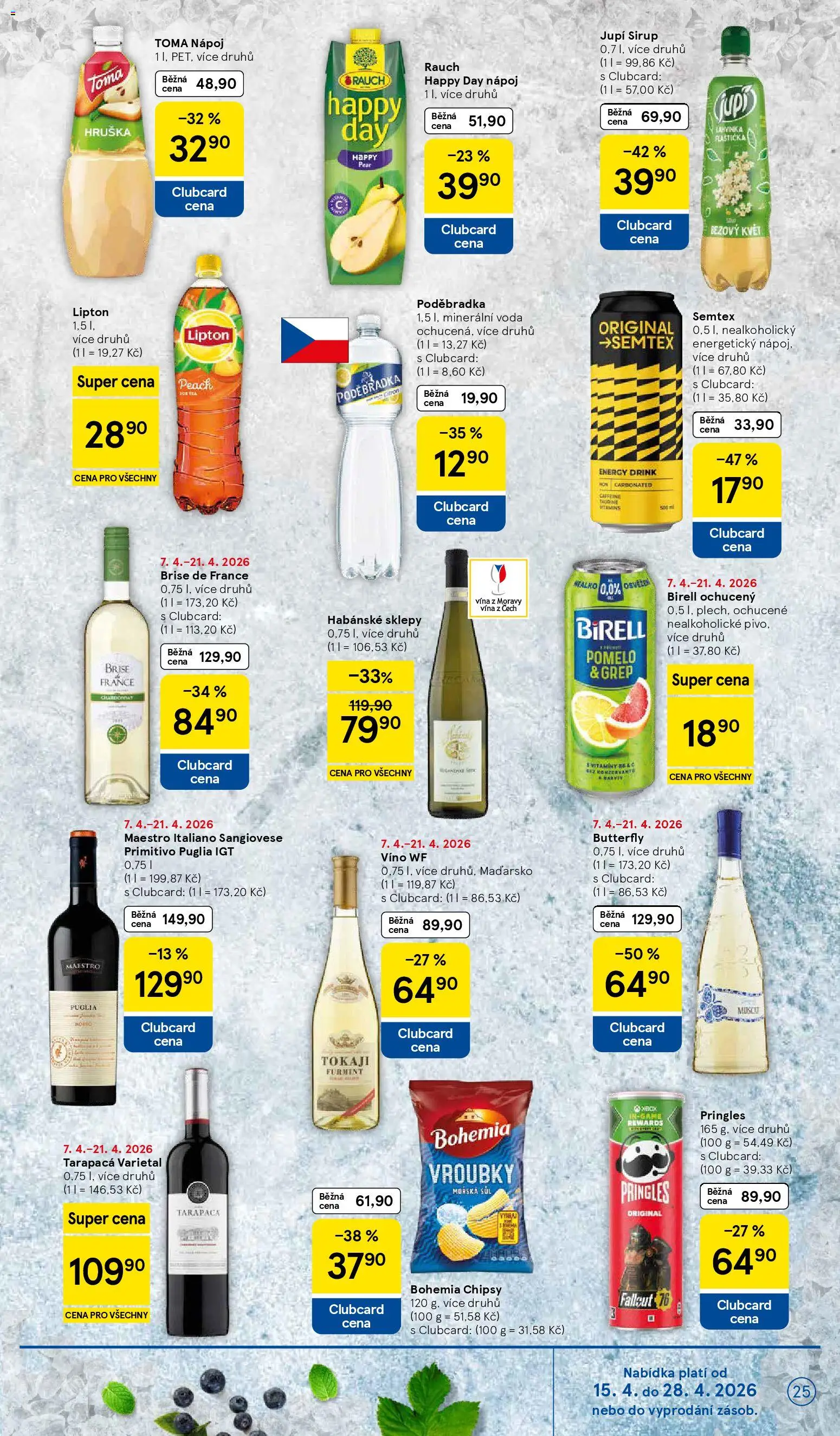 Tesco leták - Hypermarket od 15.04.2026 | Strana: 25 | Produkty: Habánské sklepy, Jupí, Minerální voda, Energy drink