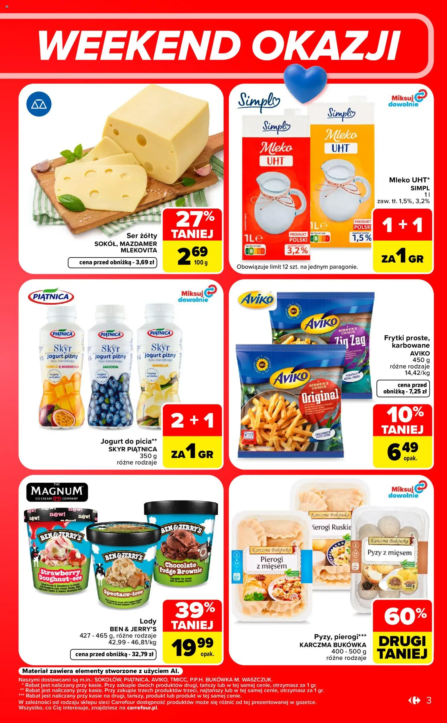 Carrefour gazetka - Weekend okazji od 03.09.2026 | Strona: 3 | Produkty: Mango, Ser żółty, Piątnica, Wanilia