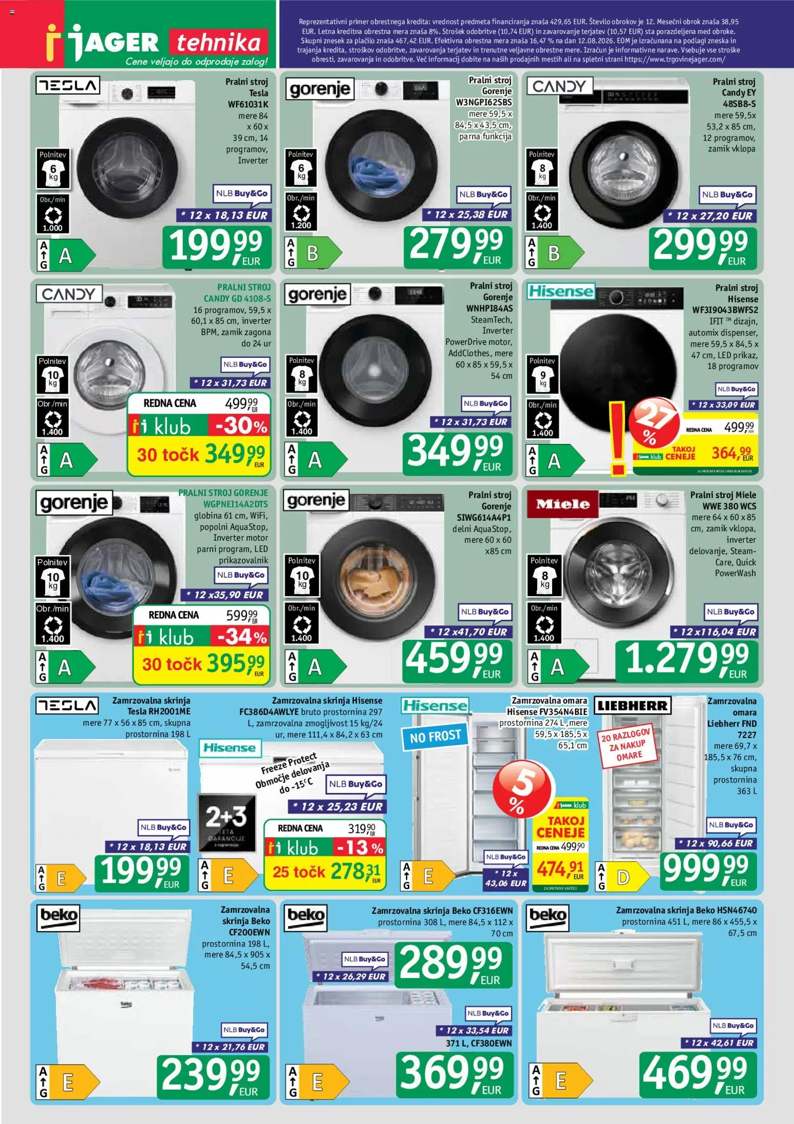 Novi Jager katalog ponudbe – veljaven od 26.08.2026 | Stran: 11 | Izdelki: Med, Pralni stroj, Omara, Zamrzovalna omara