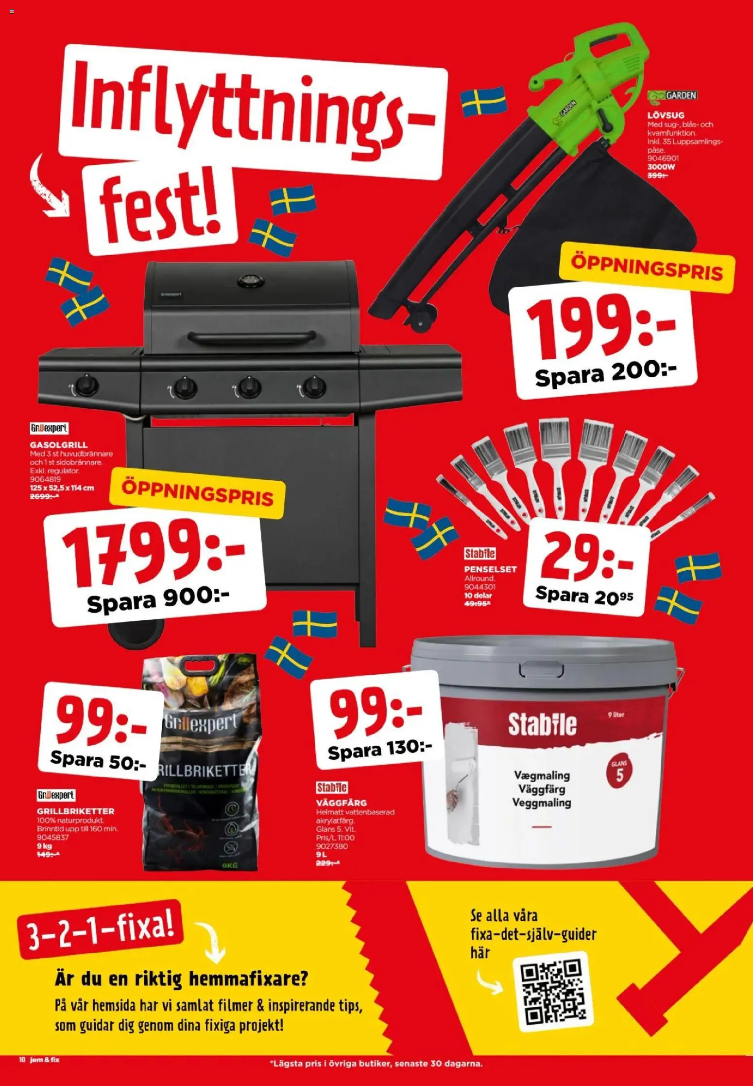 Jem & Fix reklamblad aktuell från 27/10/2026 | Sida: 10 | Produkter: Gasolgrill, Lövsug, Grillbriketter