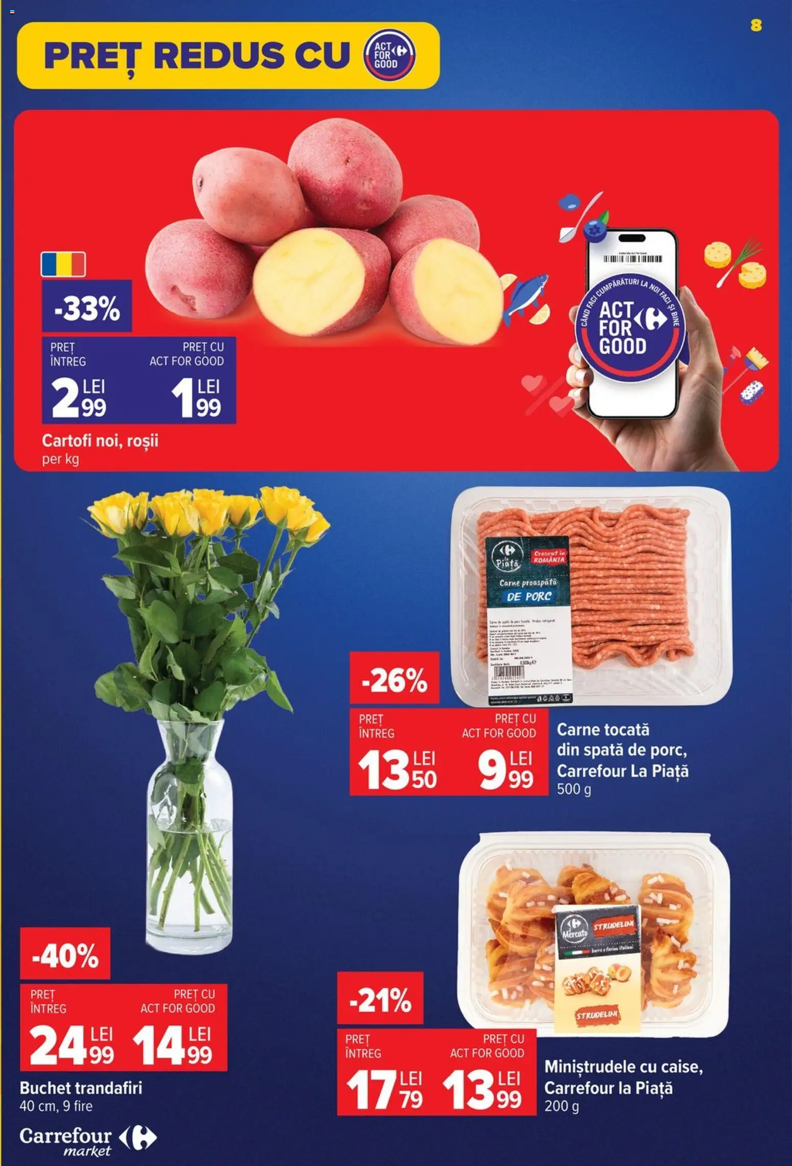 Noul catalog Carrefour – valabil de la 29.07.2026 | Pagină: 8 | Produse: Roșii, Carne tocată, Cartofi
