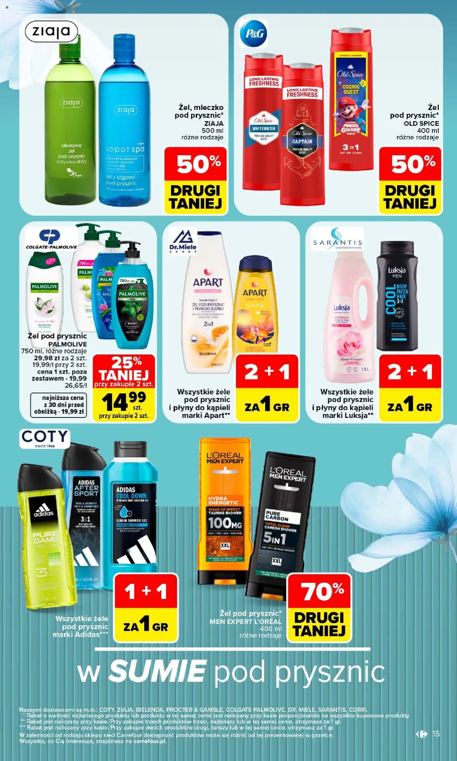 Carrefour gazetka - Siebie znasz najlepiej od 07.09.2026 | Strona: 15 | Produkty: Płyn do kąpieli, Odżywka, Żel pod prysznic, Old spice