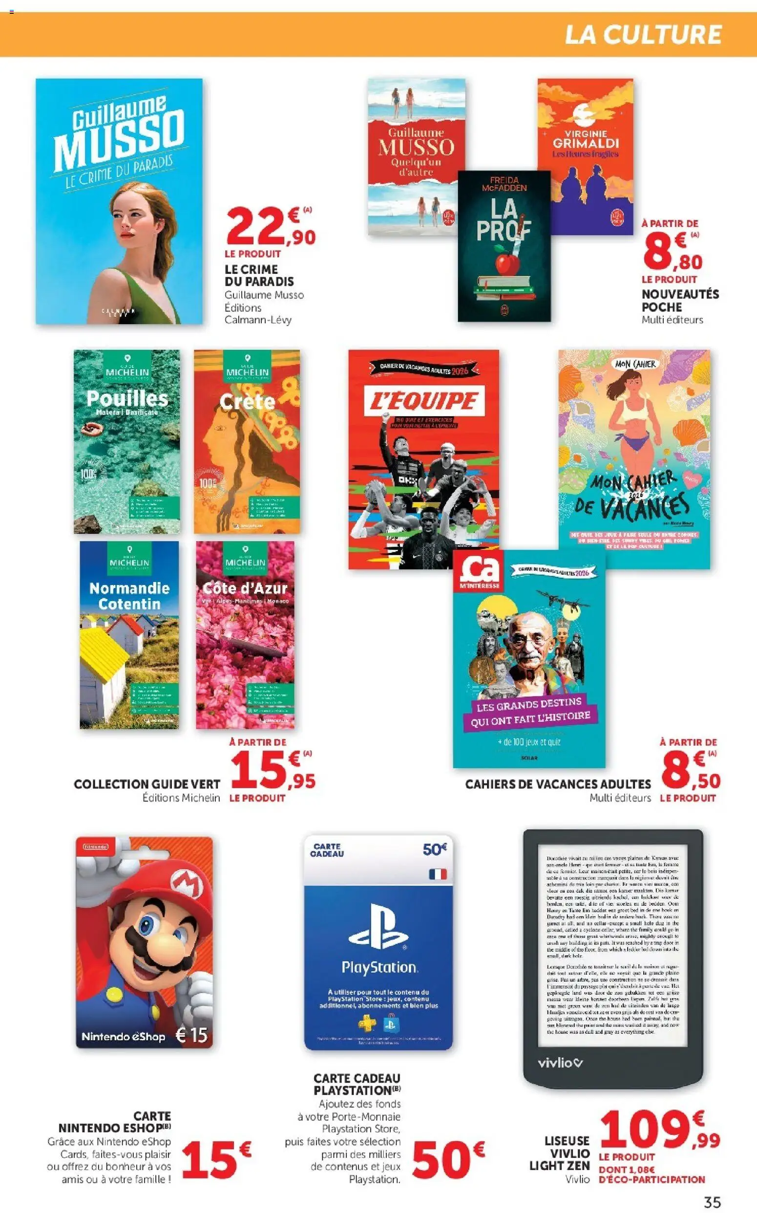 {H1} | Page: 35 | Produits: Playstation, Crête, Liseuse, Thé