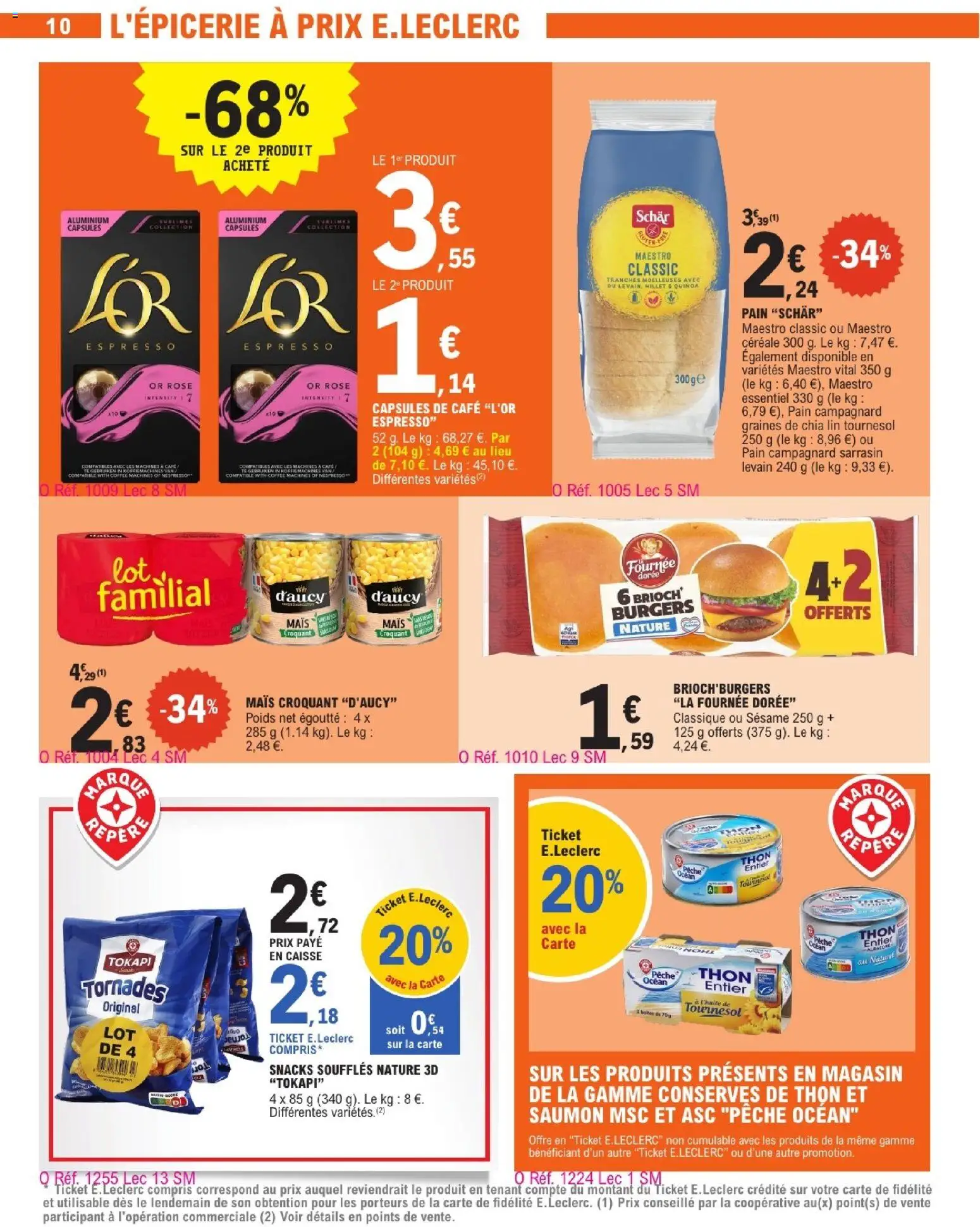 {H1} | Page: 10 | Produits: Snacks, Capsules de cafe L'Or, Capsules, Pain
