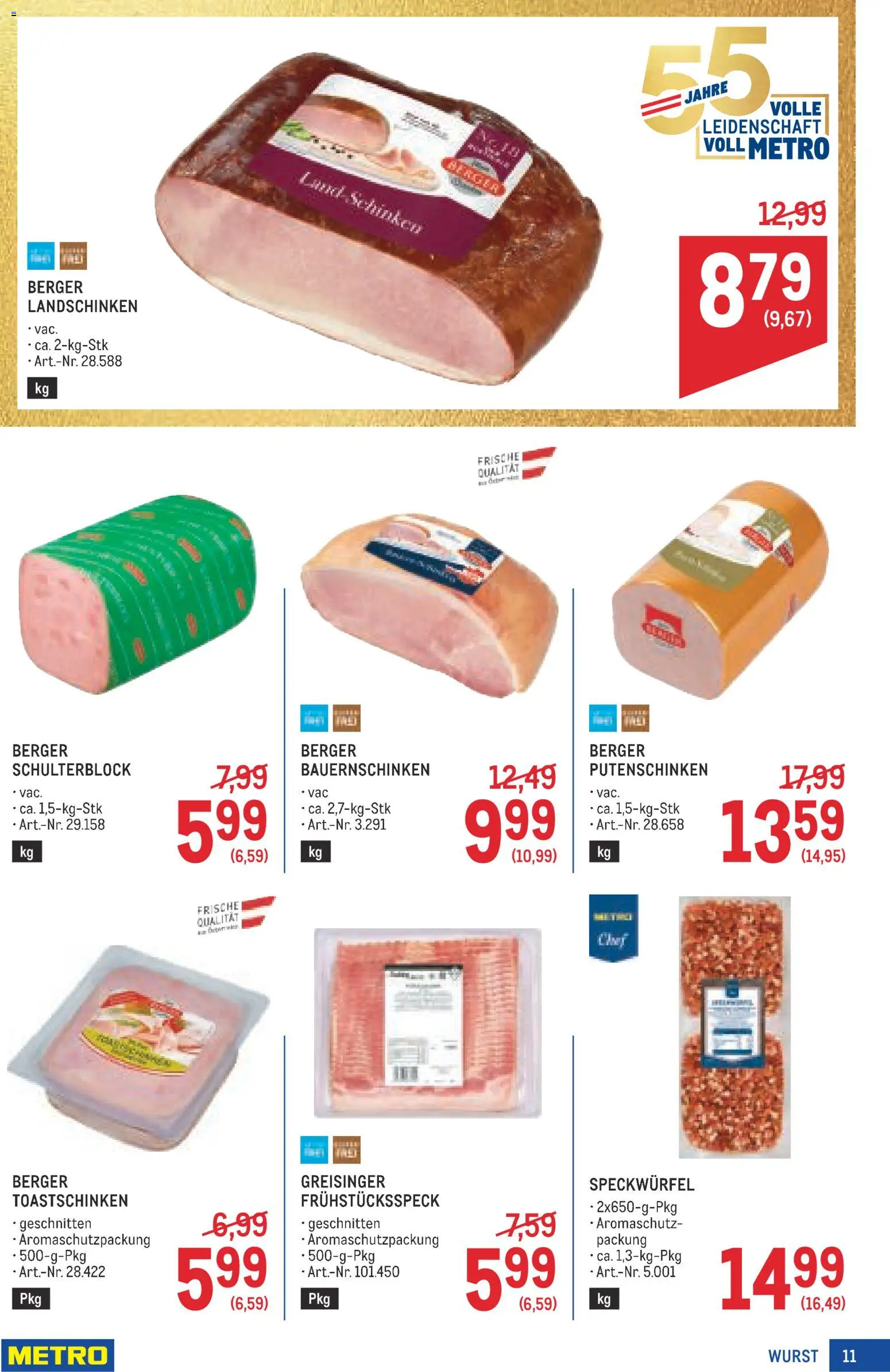 Metro angebote Profi gültig ab 29.10.2026 | Seite: 11 | Produkte: Wurst, Schinken