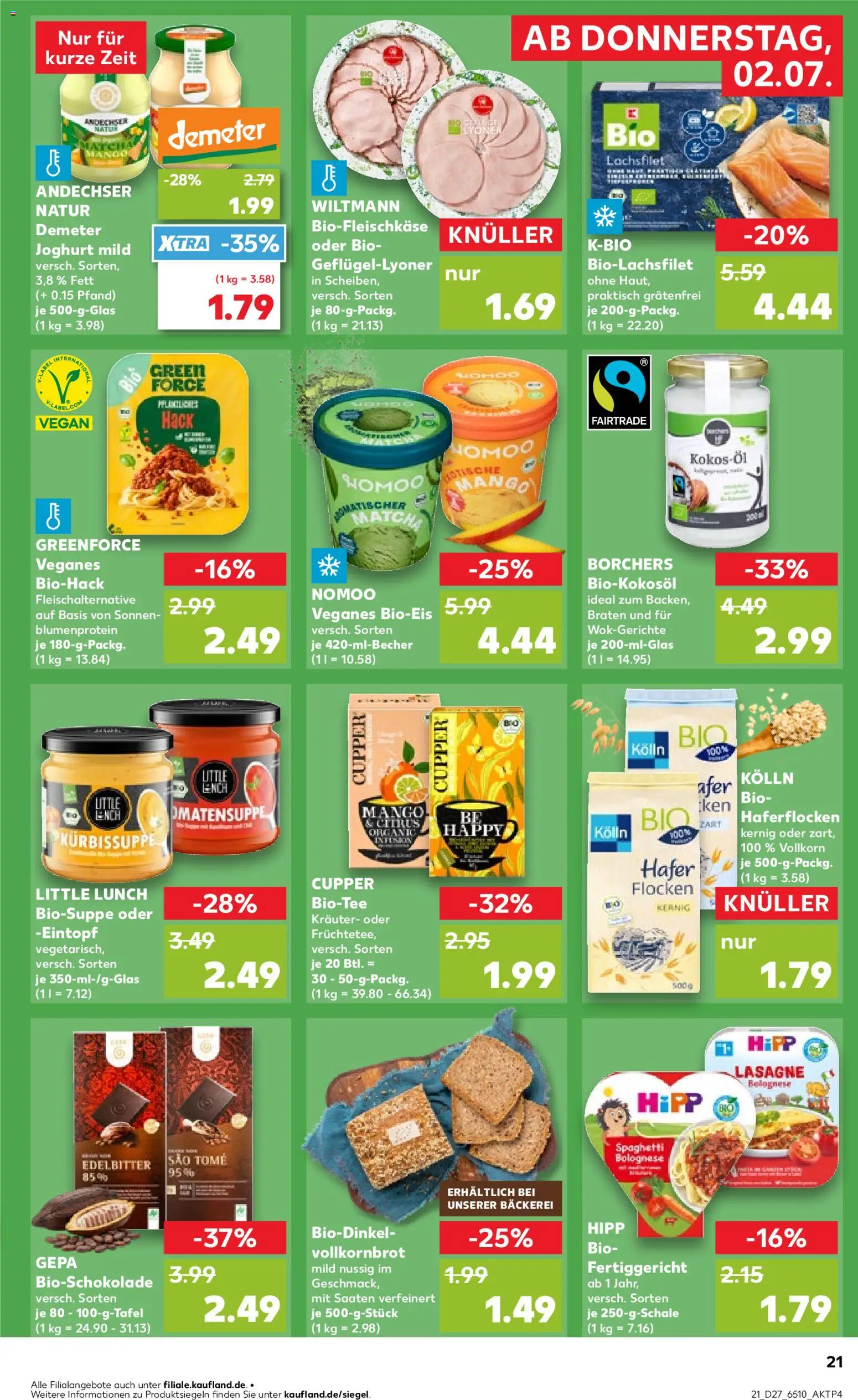 Kaufland Prospekt Köln – gültig ab 02.07.2026 | Seite: 21 | Produkte: Bäckerei, Vollkornbrot, Mango, Flocken