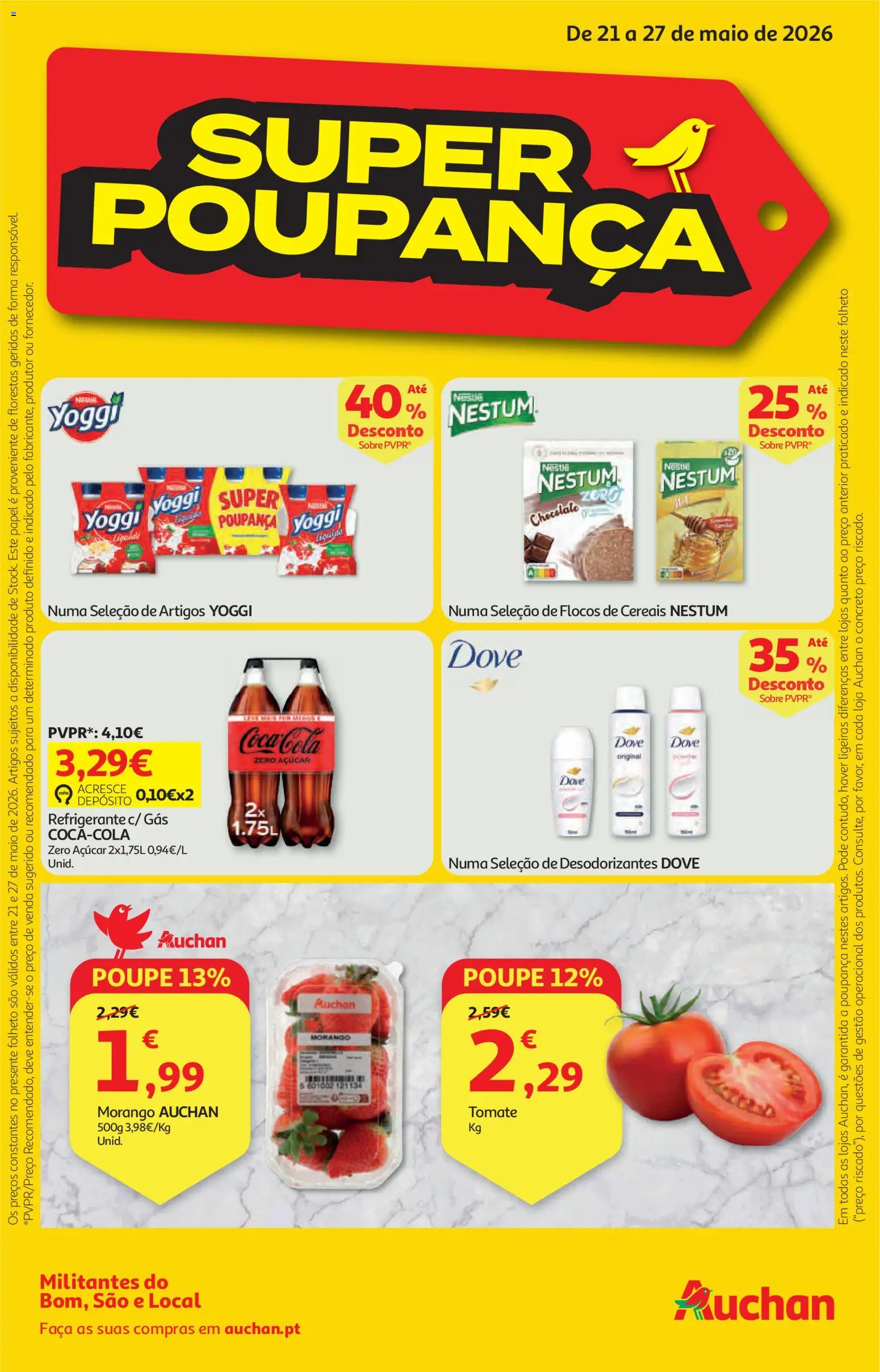 Auchan folheto │ válido de 21.05.2026 | Página: 1 | Produtos: Nestlé, Chocolate, Tomate, Cereais