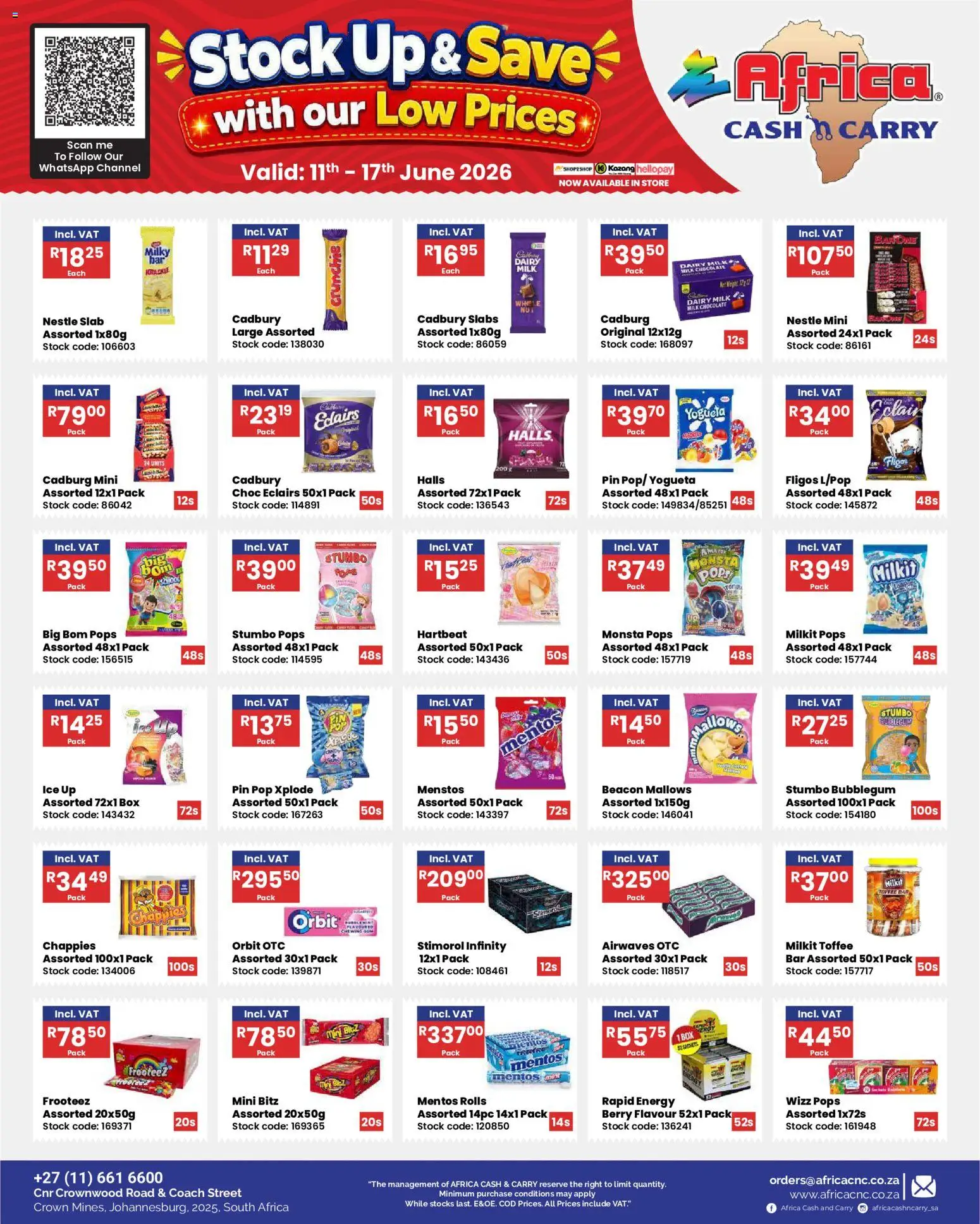 New Africa Cash & Carry catalogue – valid from 11.06.2026 | Page: 25 | Products: Box, Milk, Chocolate, Stock