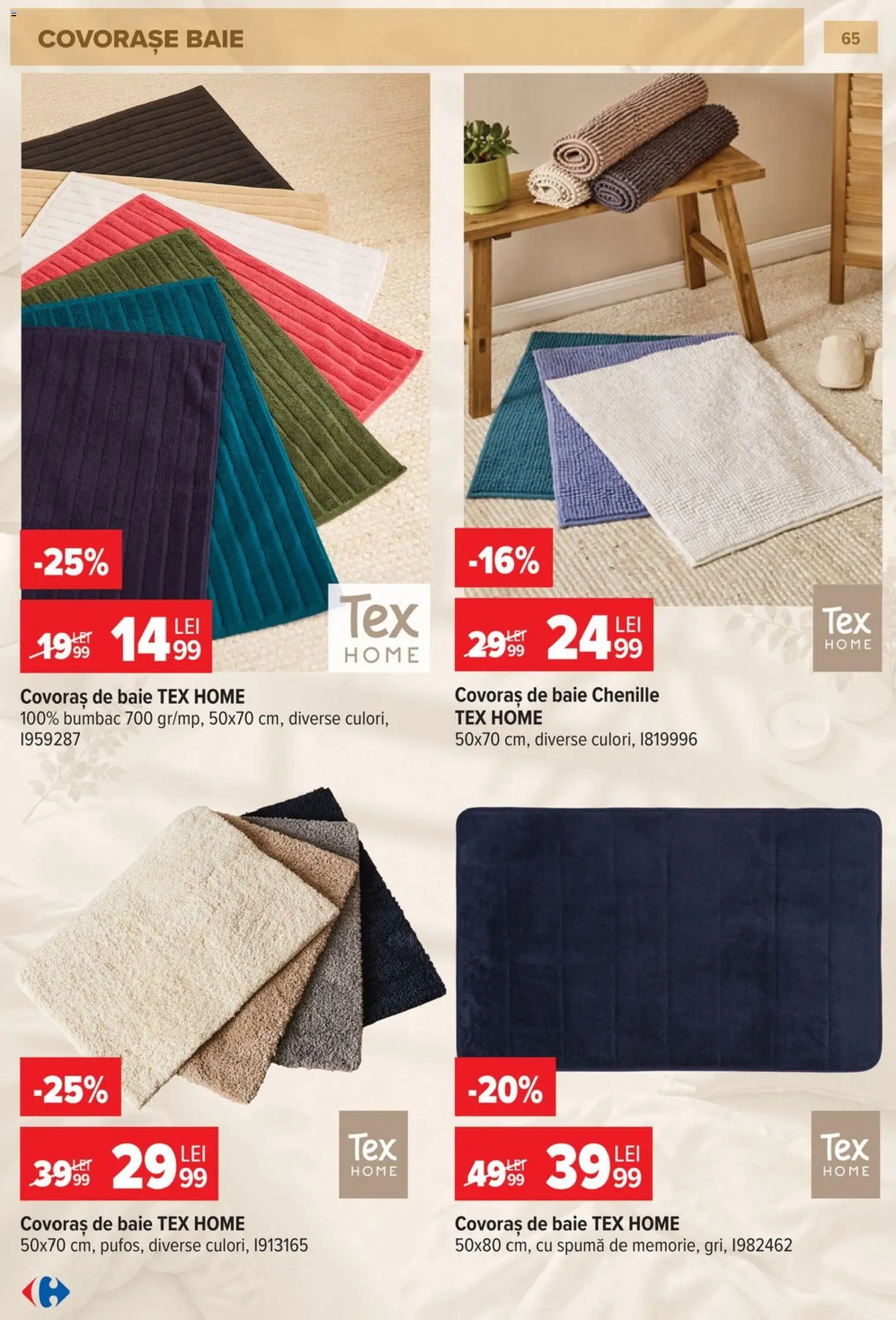 Noul catalog Carrefour – valabil de la 23.09.2026 | Pagină: 66 | Produse: Covoraș de baie, Tex