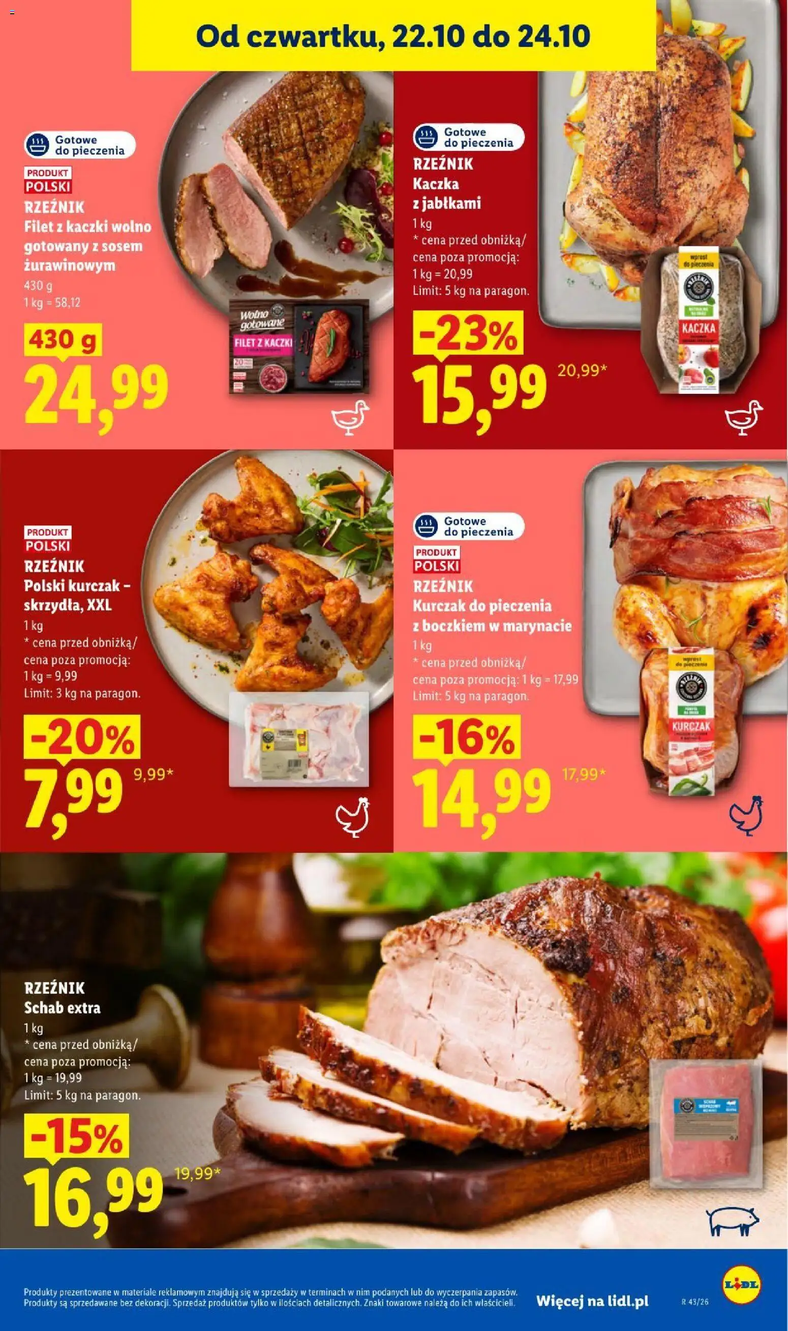 Lidl gazetka od 22.10.2026 | Strona: 57 | Produkty: Kurczak, Schab, Kaczka, Filet z kaczki