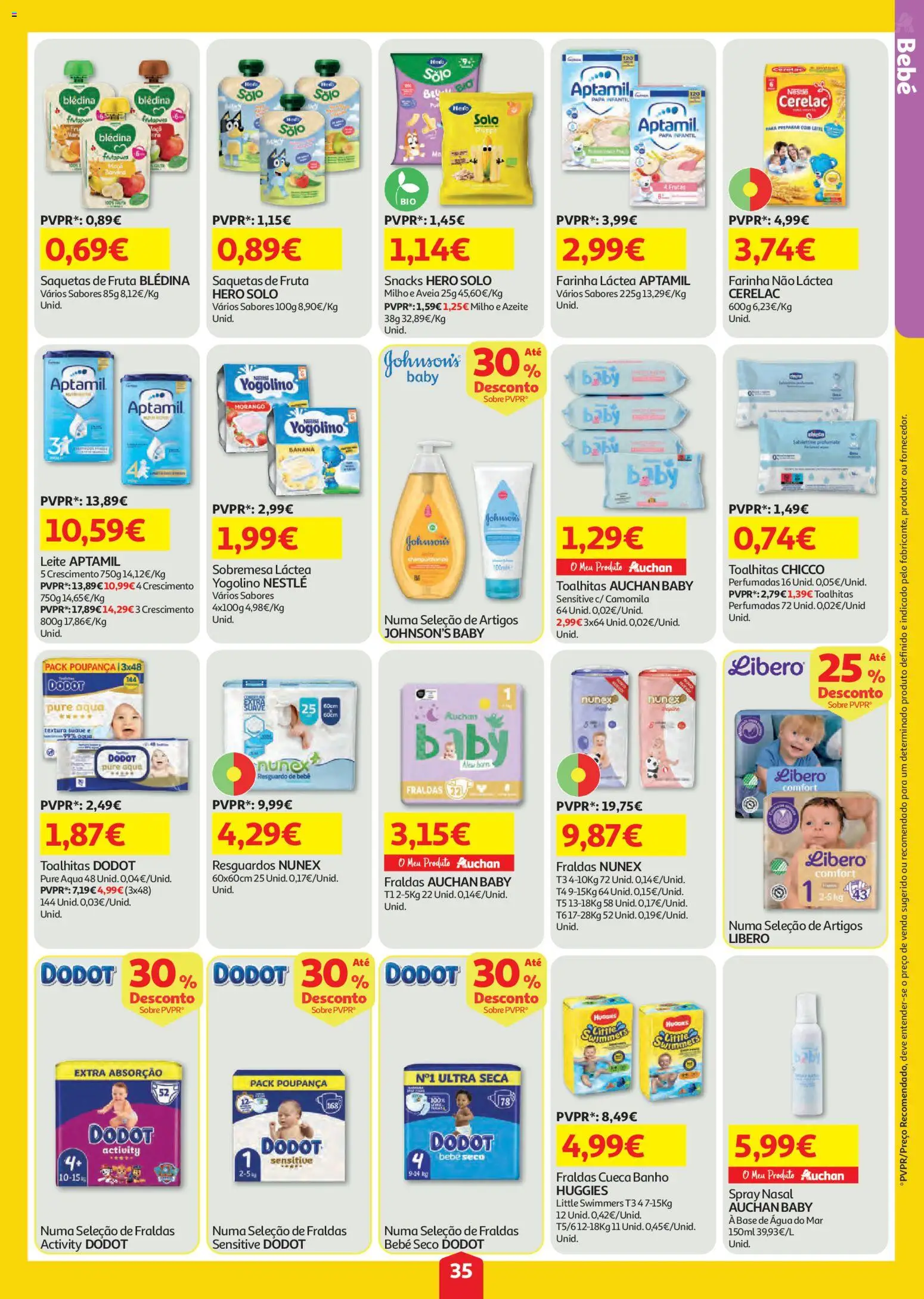 Auchan folheto │ válido de 23/07/2026 | Página: 35 | Produtos: Azeite, Fraldas, Banho, Milho