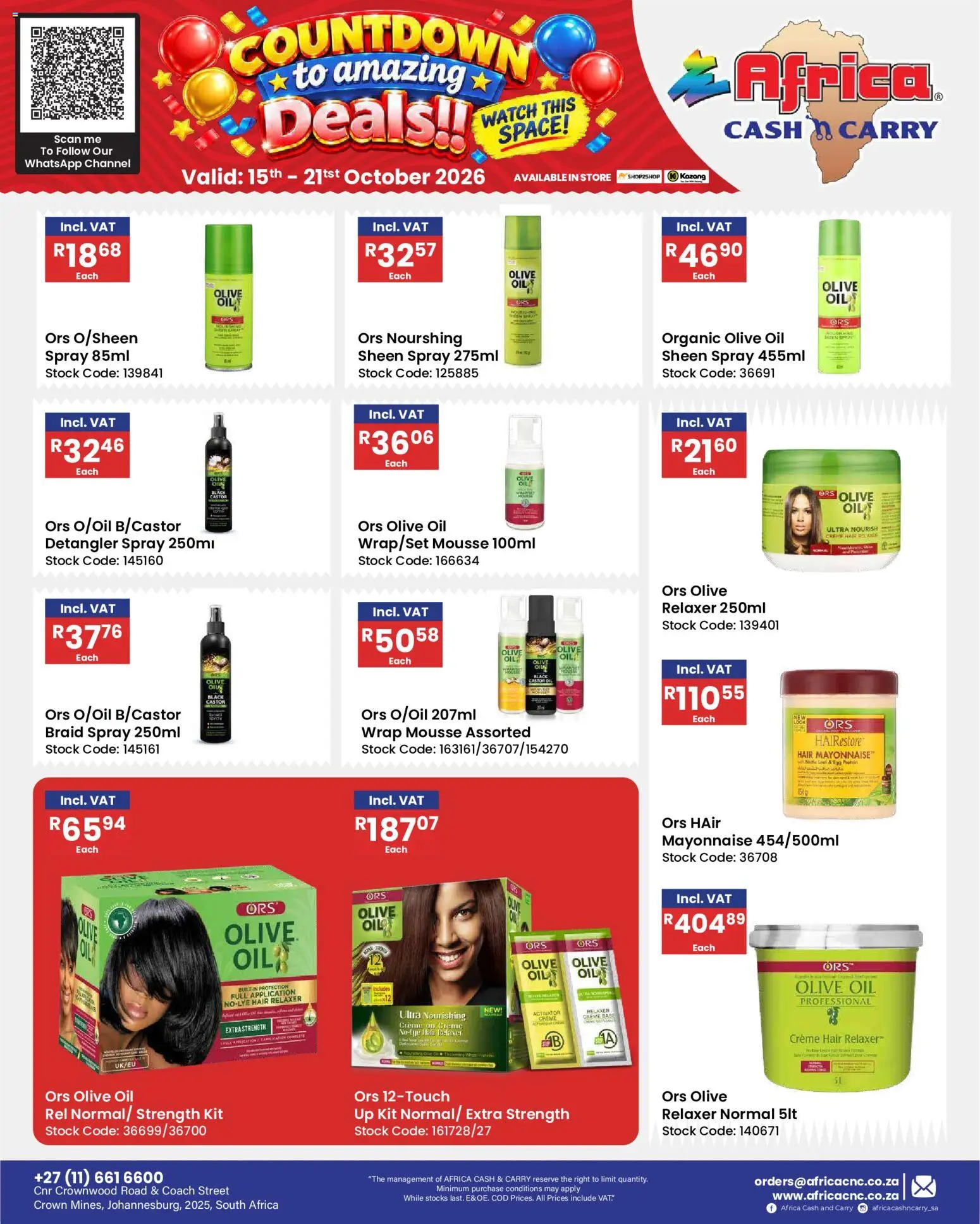 New Africa Cash & Carry catalogue – valid from 15/10/2026 | Page: 72 | Products: Mouse, Protein, Mayonnaise, Relaxer