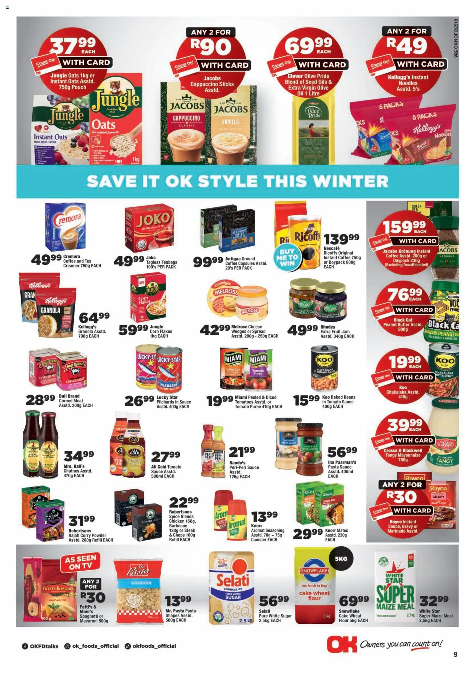 New OK Foods catalogue – valid from 24/07/2026 | Page: 9 | Products: Corn, Flour, Tomatoes, Seasoning