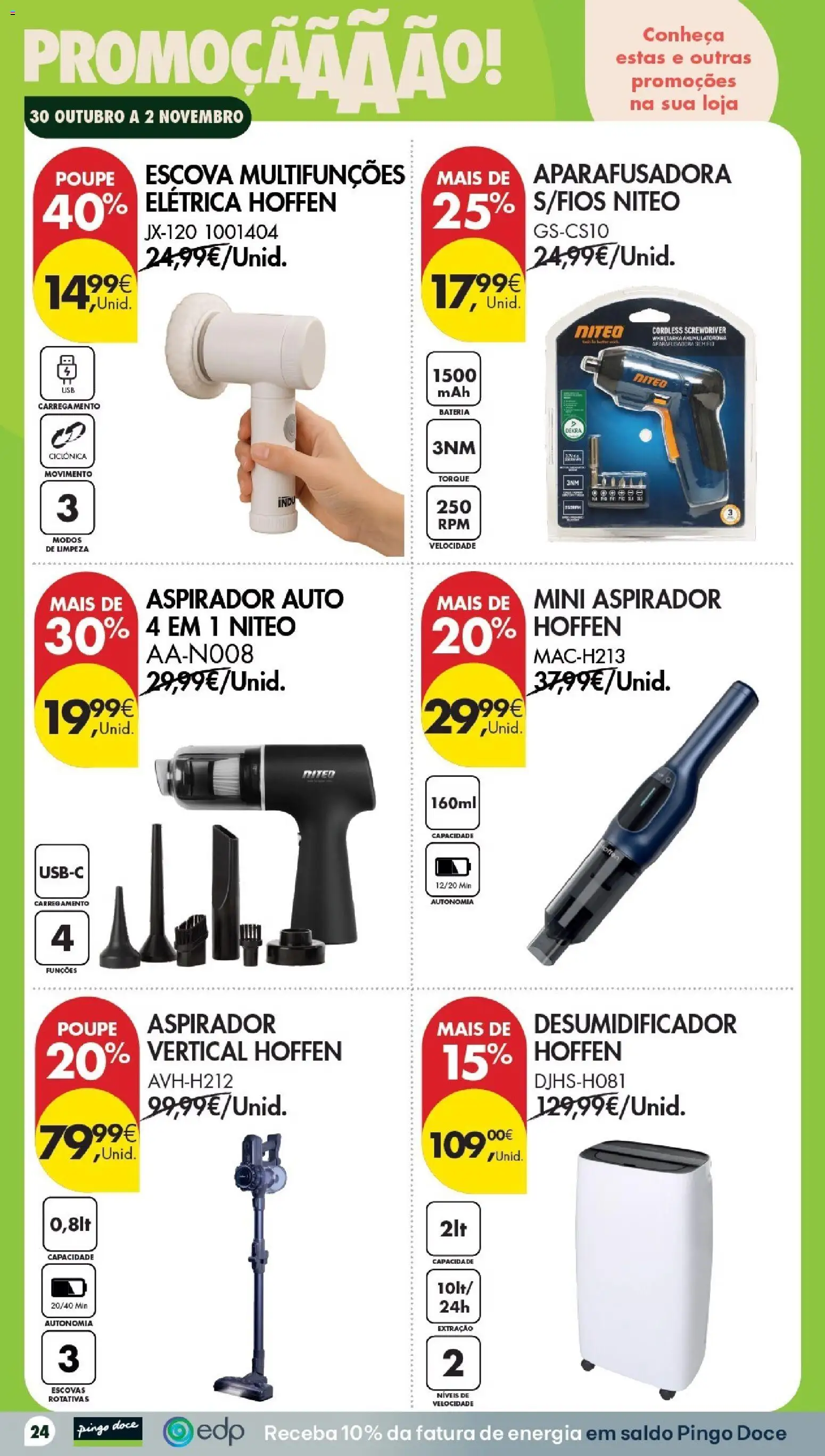 Pingo Doce folheto Poupe Esta Semana Açores │ válido de 30/10/2026 | Página: 24 | Produtos: Aspirador, Bateria, Desumidificador