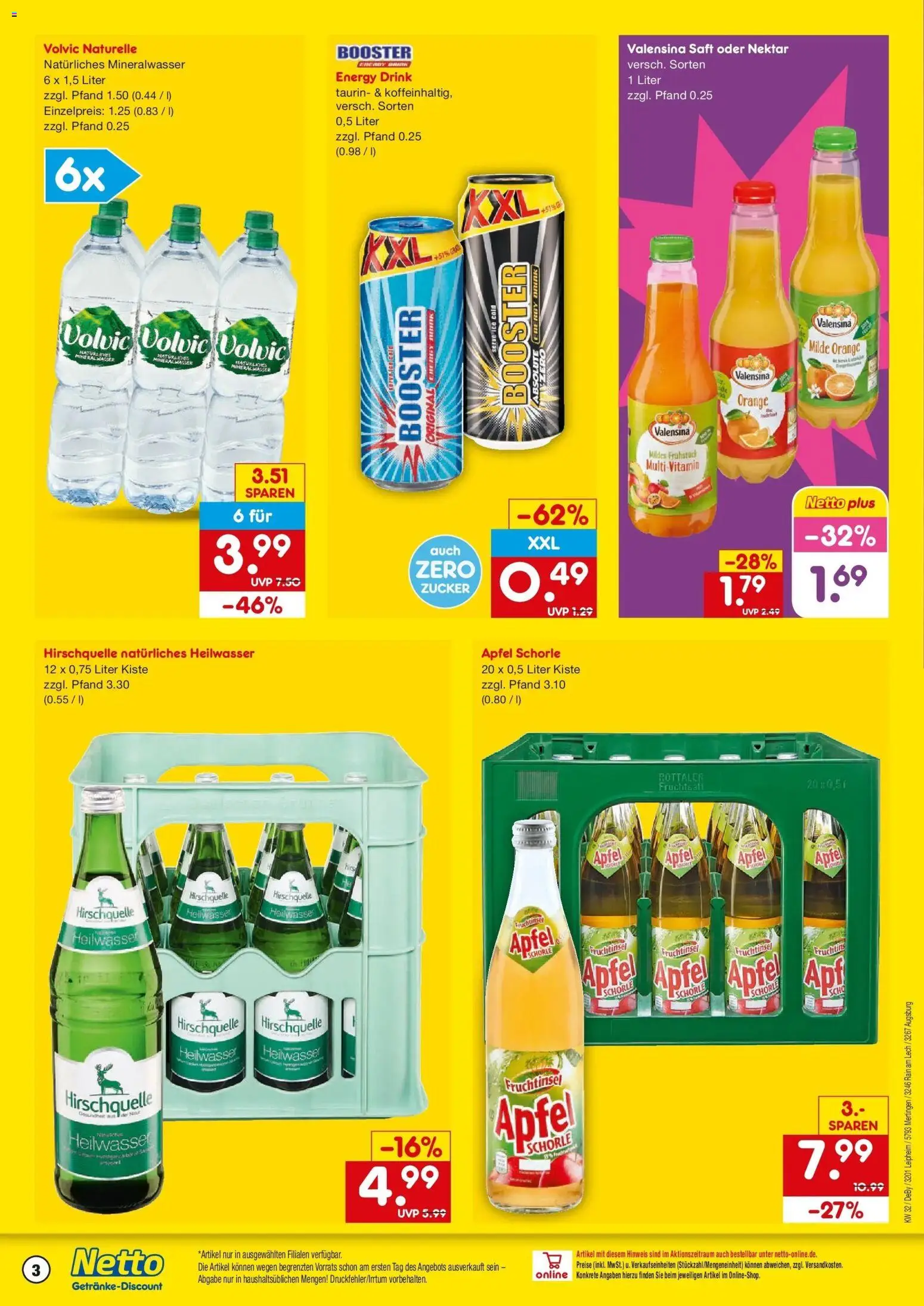 Netto Marken-Discount Prospekt Leipheim – gültig ab 03.08.2026 | Seite: 3 | Produkte: Äpfel, Mineralwasser, Zucker, Volvic