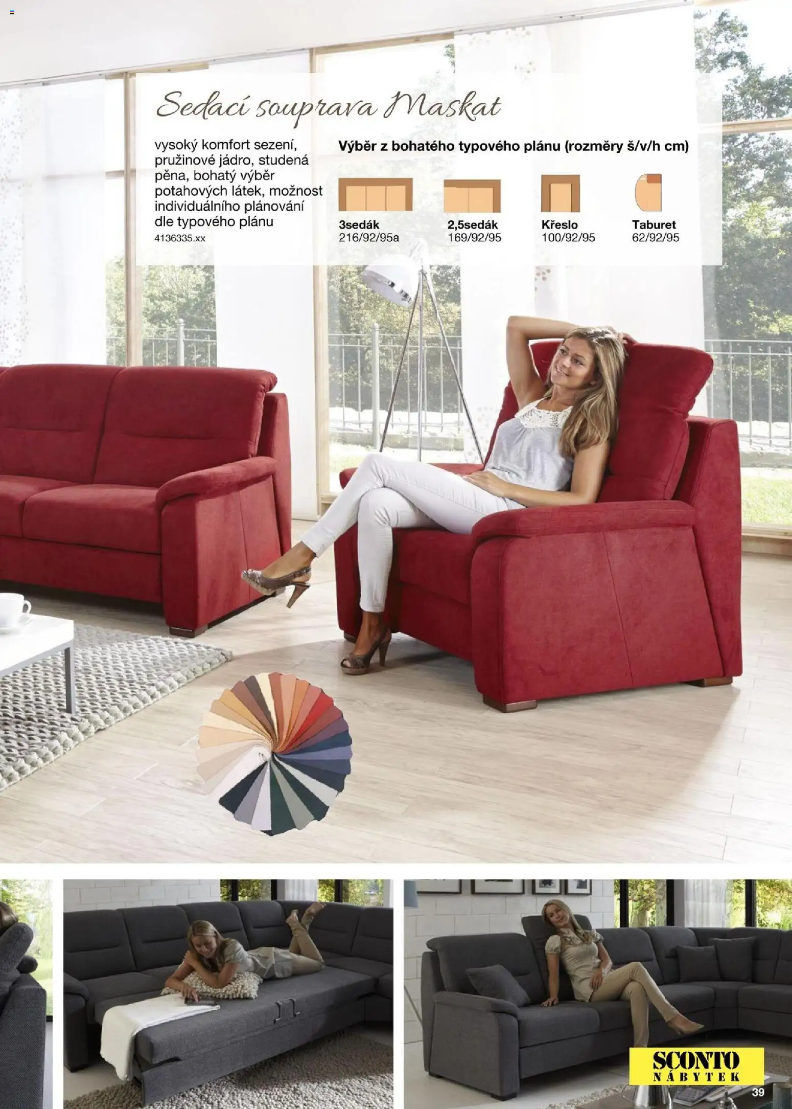 Sconto nábytek katalog - Sedací soupravy od 01.01.2026 | Strana: 39 | Produkty: Sedací souprava, Taburet, Nábytek, Křeslo