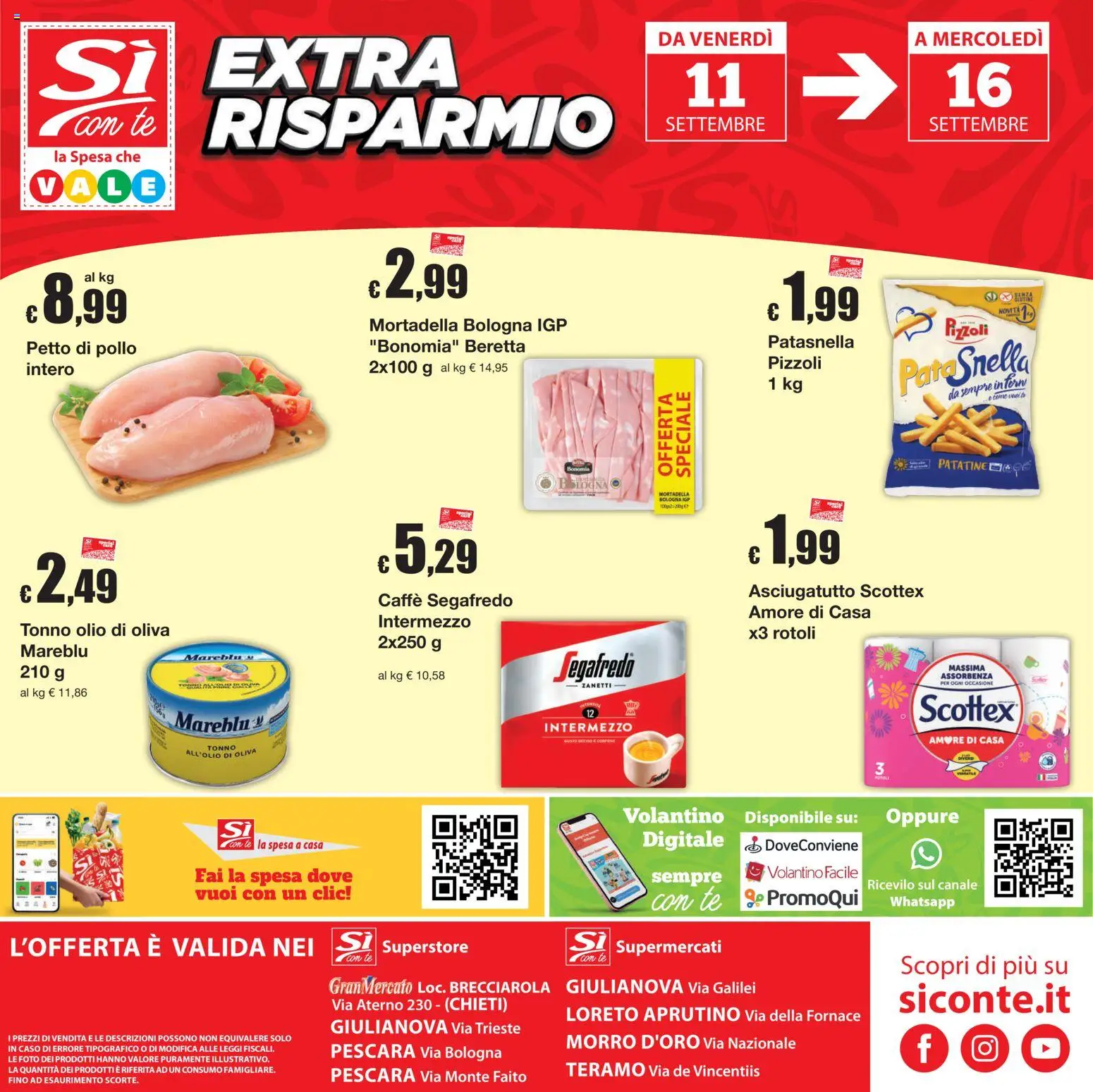 Volantino Sì con Te del 03/09/2026 | Pagina: 24 | Prodotti: Pollo, Tonno, Asciugatutto, Olio di Oliva