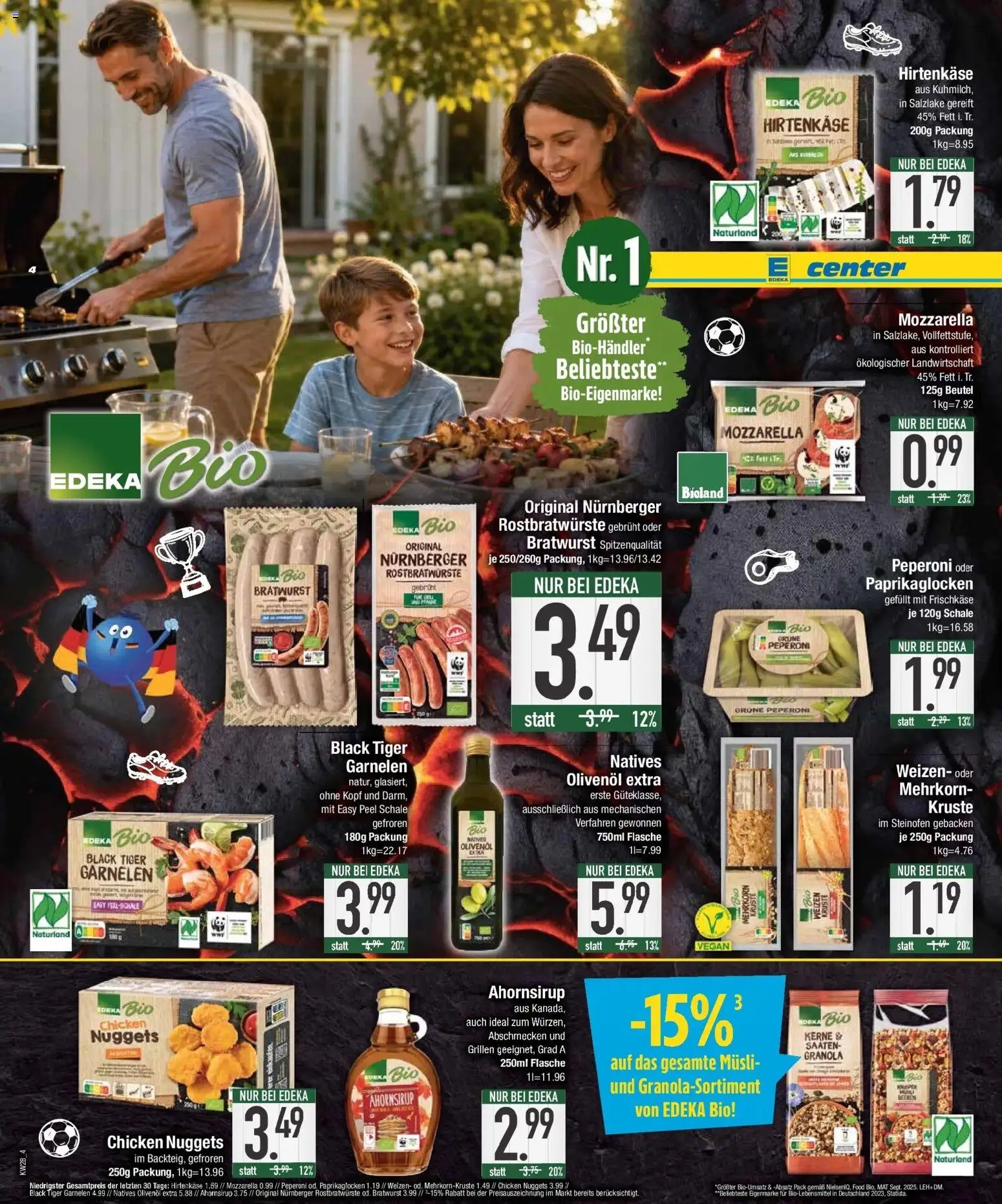 E center Wochenangebote – gültig ab 06.07.2026 | Seite: 4 | Produkte: Olivenol, Bratwurst, Tiger garnelen, Frischkase
