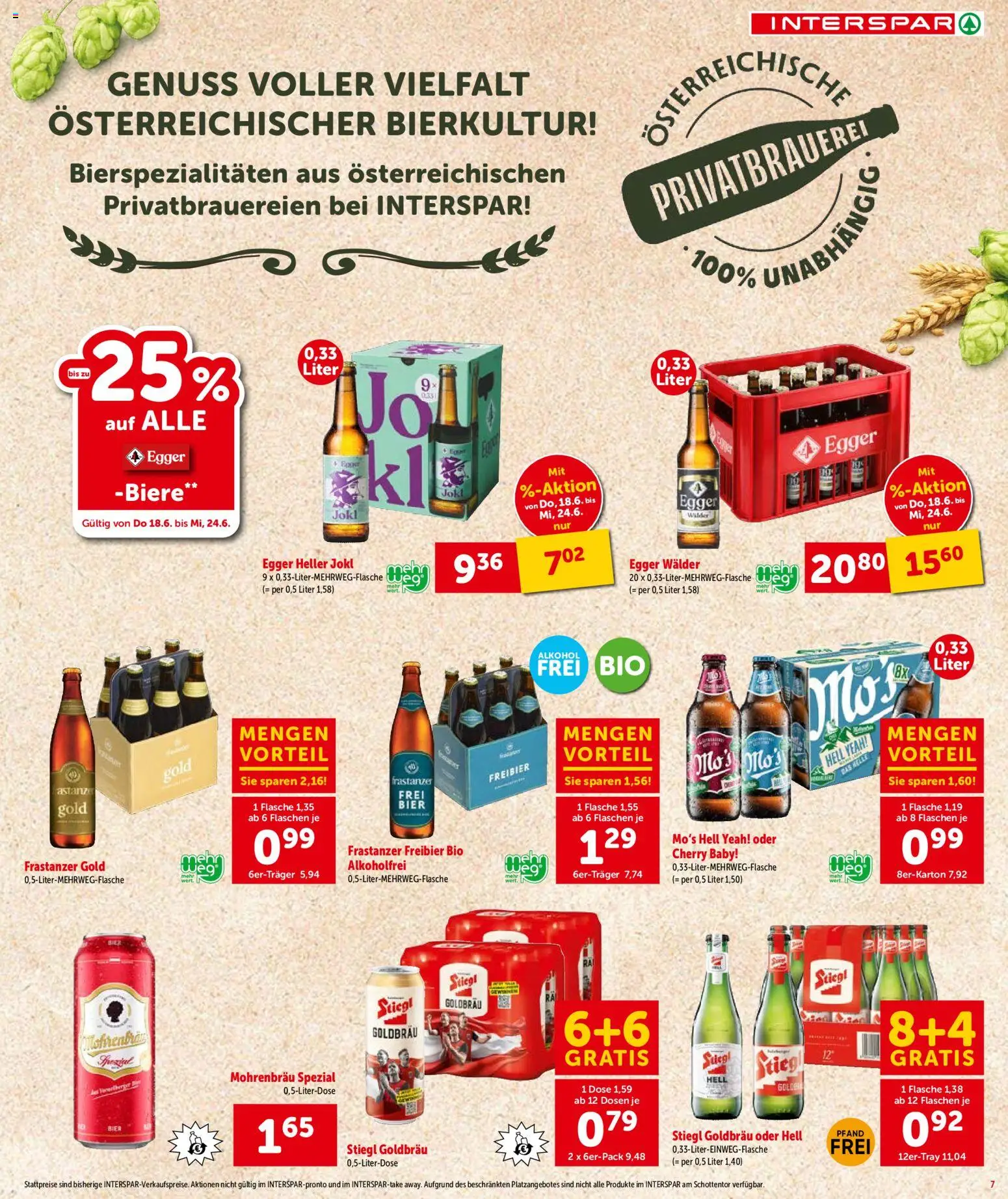 Interspar Flugblatt - Vorarlberg gültig ab 18.06.2026 | Seite: 7 | Produkte: Bier