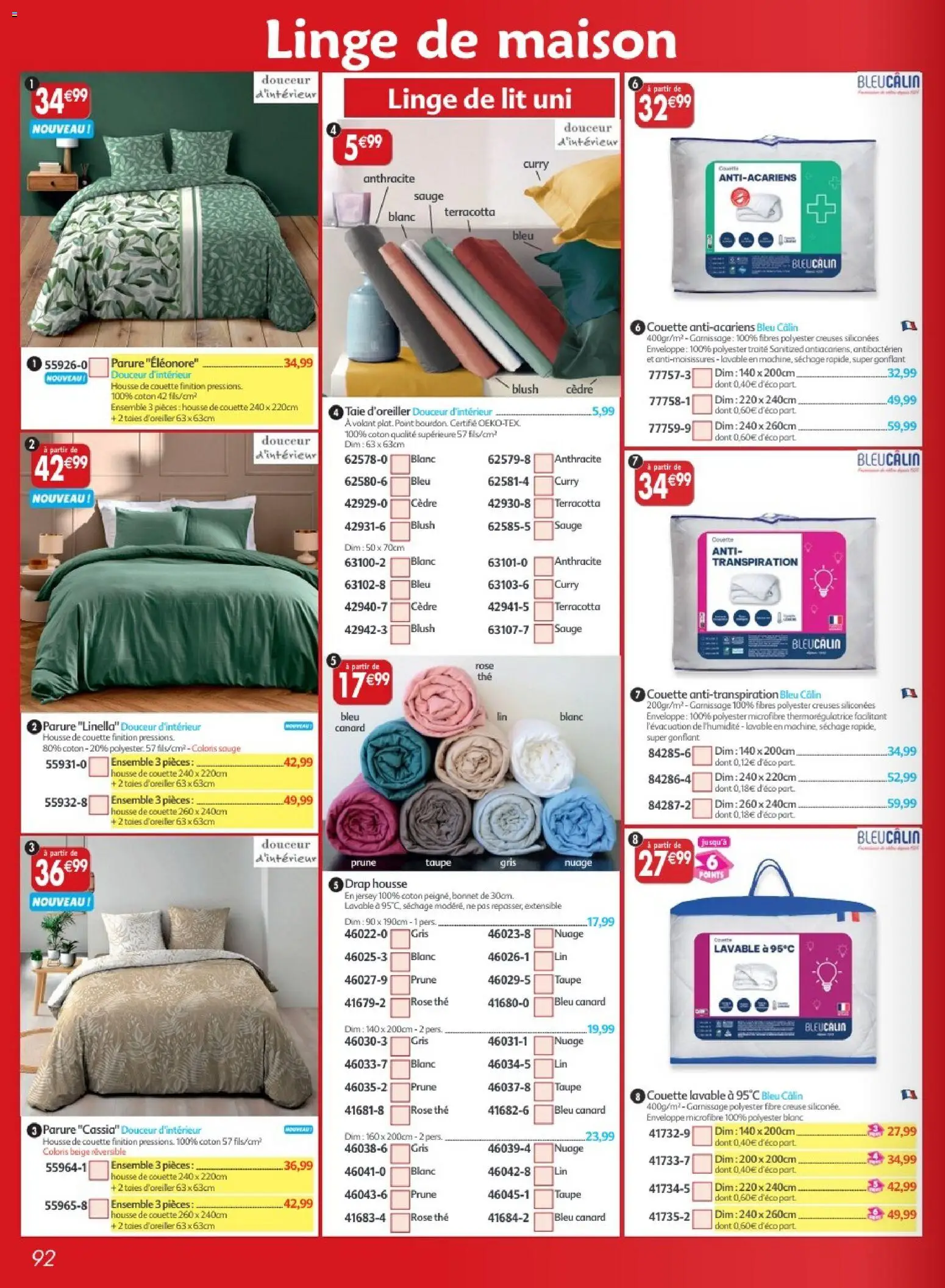 {H1} | Page: 92 | Produits: Prune, Enveloppe, Lit, Couette
