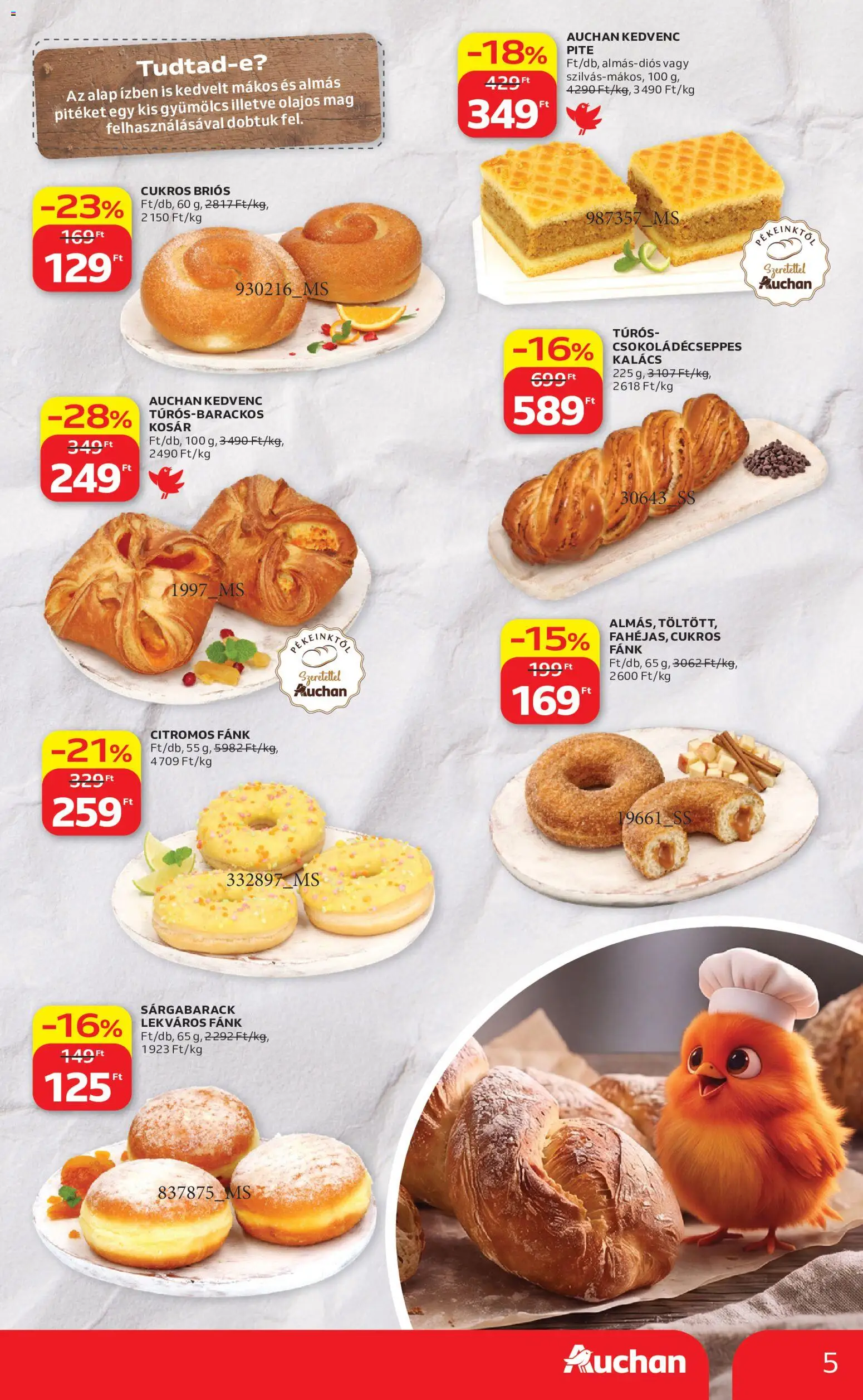 Auchan akciós ujság - amely érvényes a következő dátumtól: 2026.08.06. | Oldal: 5 | Termékek: Gyümölcs, Sárgabarack, Fánk, Kalács