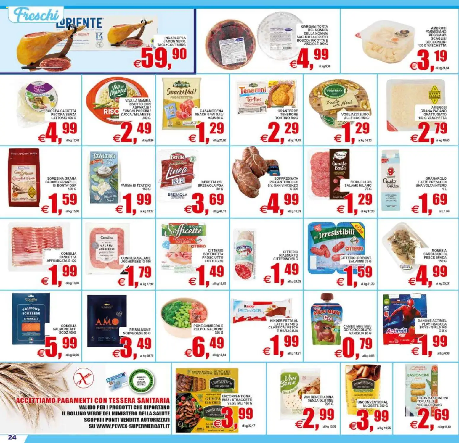 Volantino Pewex del 29.05.2026 | Pagina: 24 | Prodotti: Pesce, Bresaola, Funghi, Parmigiano