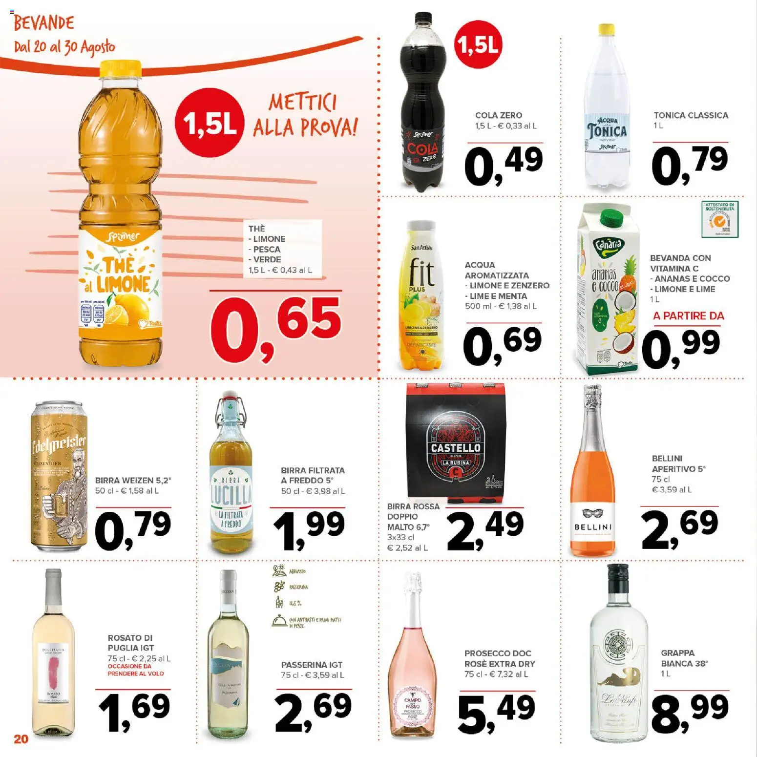 Volantino Todis del 20/08/2026 | Pagina: 20 | Prodotti: Prosecco, Pesca, Zenzero, Aperitivo
