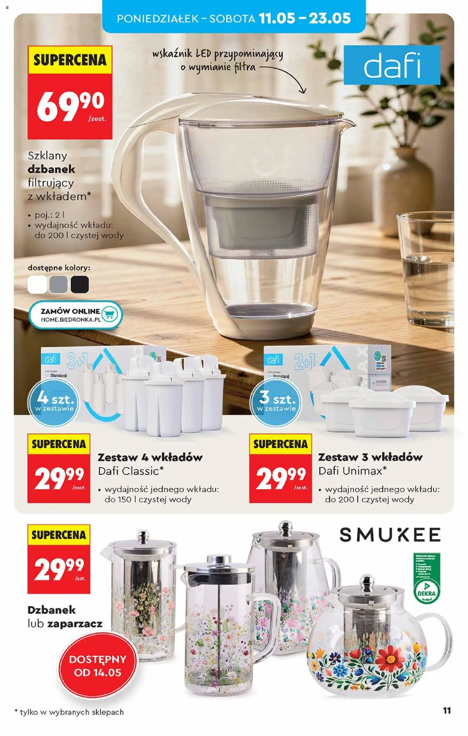Biedronka gazetka - Hity i inspiracje od 09.05.2026 | Strona: 11 | Produkty: Dzbanek, Dzbanek filtrujący
