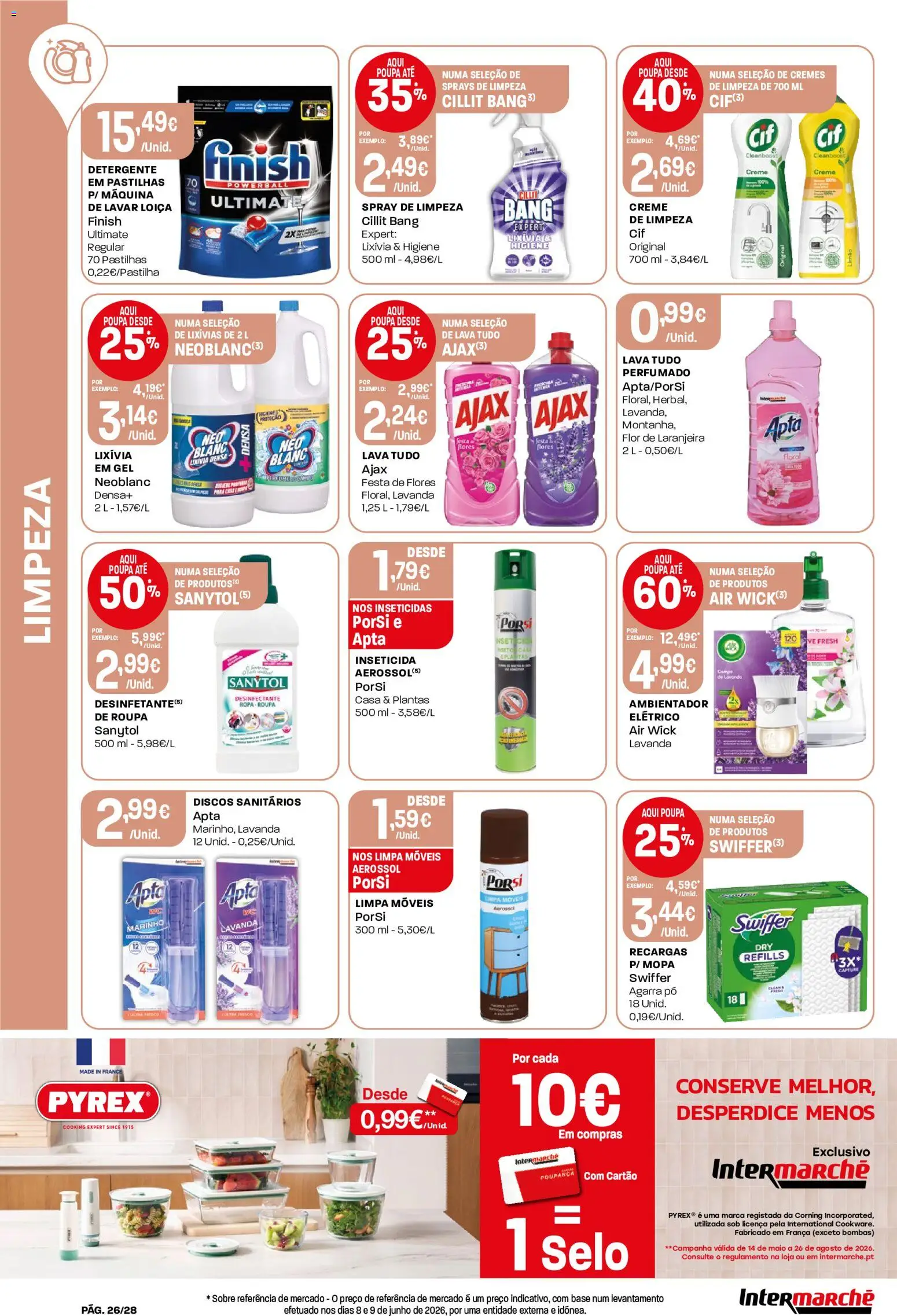 Intermarché Folheto Contact │ válido de 09/07/2026 | Página: 26 | Produtos: Base, Detergente, Limpa móveis, Creme