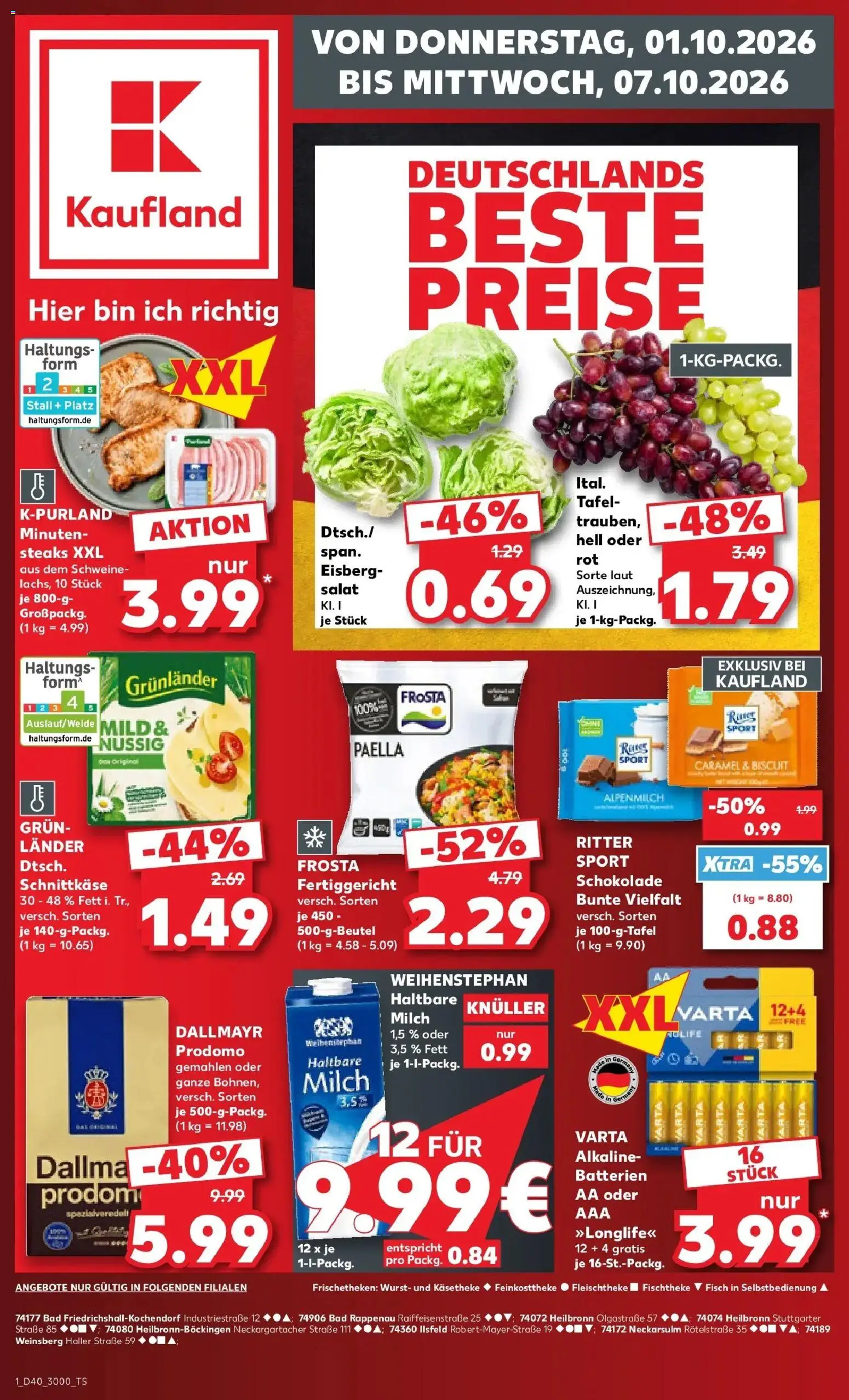Prospekt Kaufland ab 28.09.2026 » Angebote Online zum Blättern | Seite: 11 | Produkte: Batterien, Milch, Bad, Grunlander