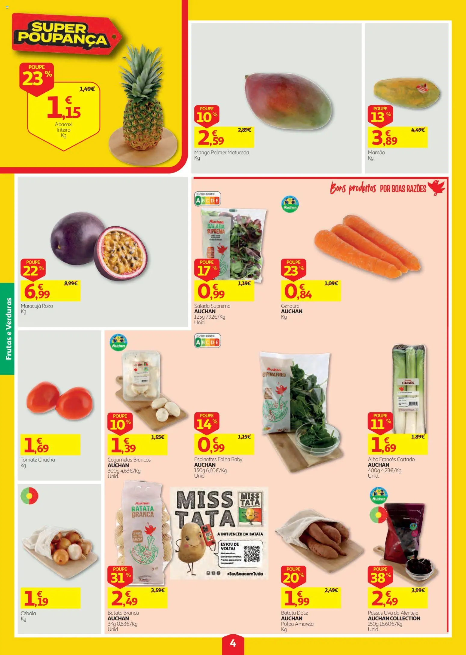 Auchan folheto │ válido de 03/09/2026 | Página: 4 | Produtos: Batata, Cenoura, Cogumelos, Mamão