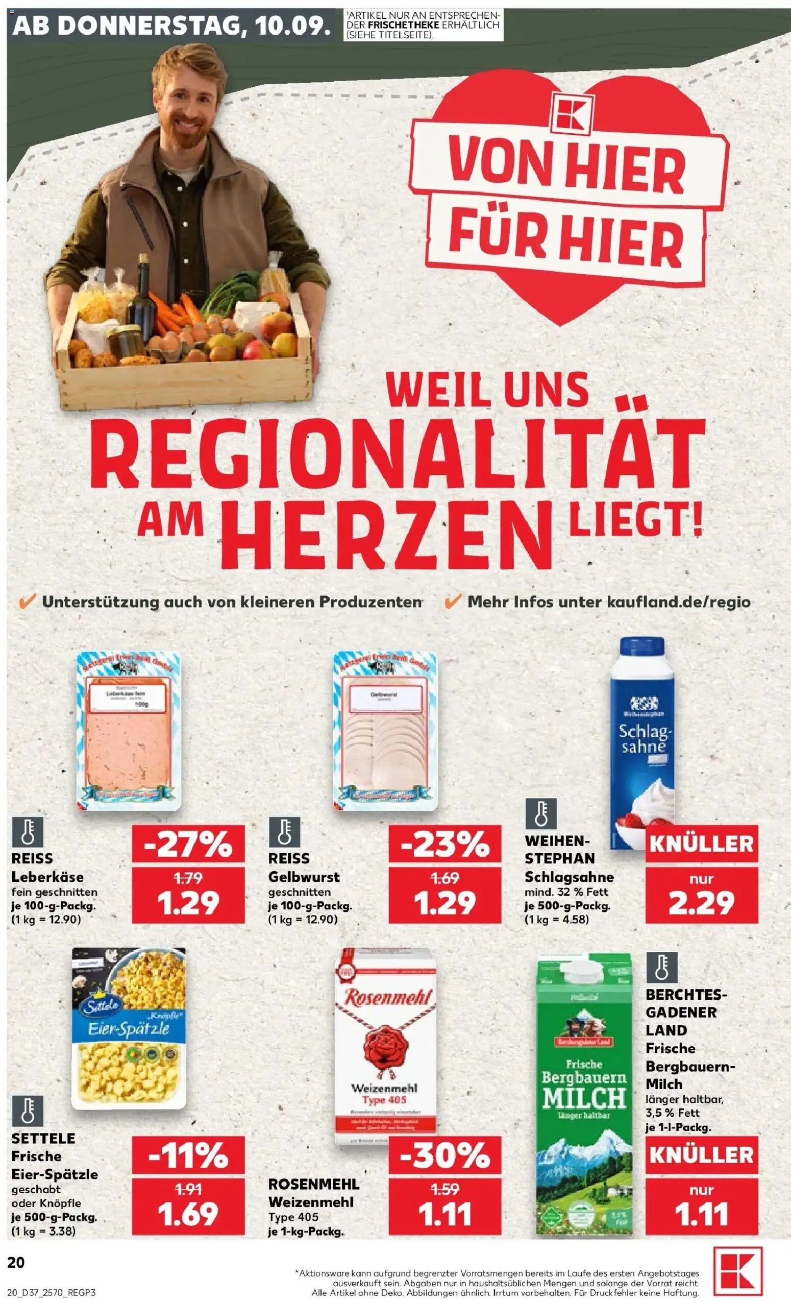 Prospekt Kaufland ab 07.09.2026 » Angebote Online zum Blättern | Seite: 29 | Produkte: Milch, Weizenmehl, Sahne, Leberkase