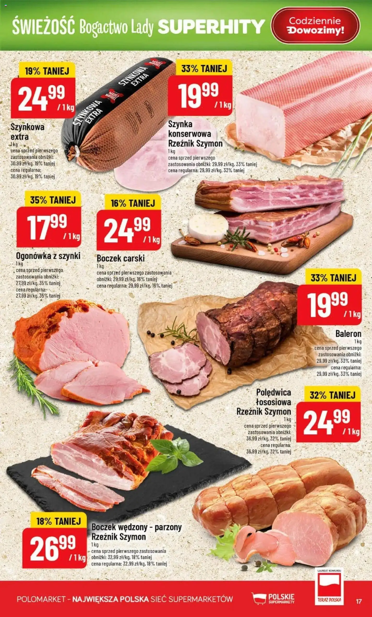 Nowa POLOmarket gazetka od jutra 12.08.2026 | Strona: 17 | Produkty: Boczek wędzony parzony, Szynka, Boczek wędzony, Boczek