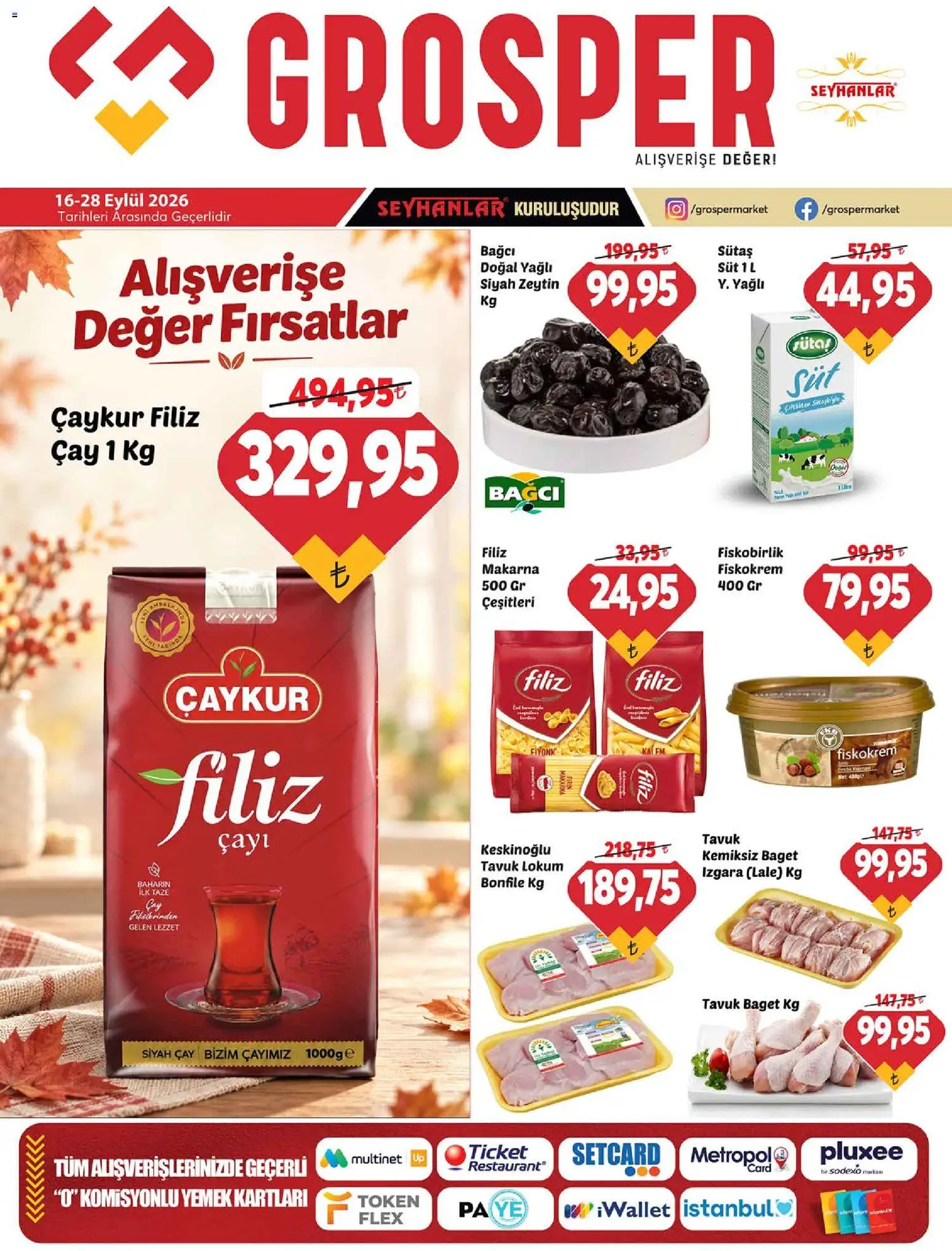 Grosper Katalog - 16 Eylül 2026 tarihinden itibaren geçerlidir | Sayfa: 1 | Ürünler: Makarna, Tavuk baget, Izgara, Bonfile