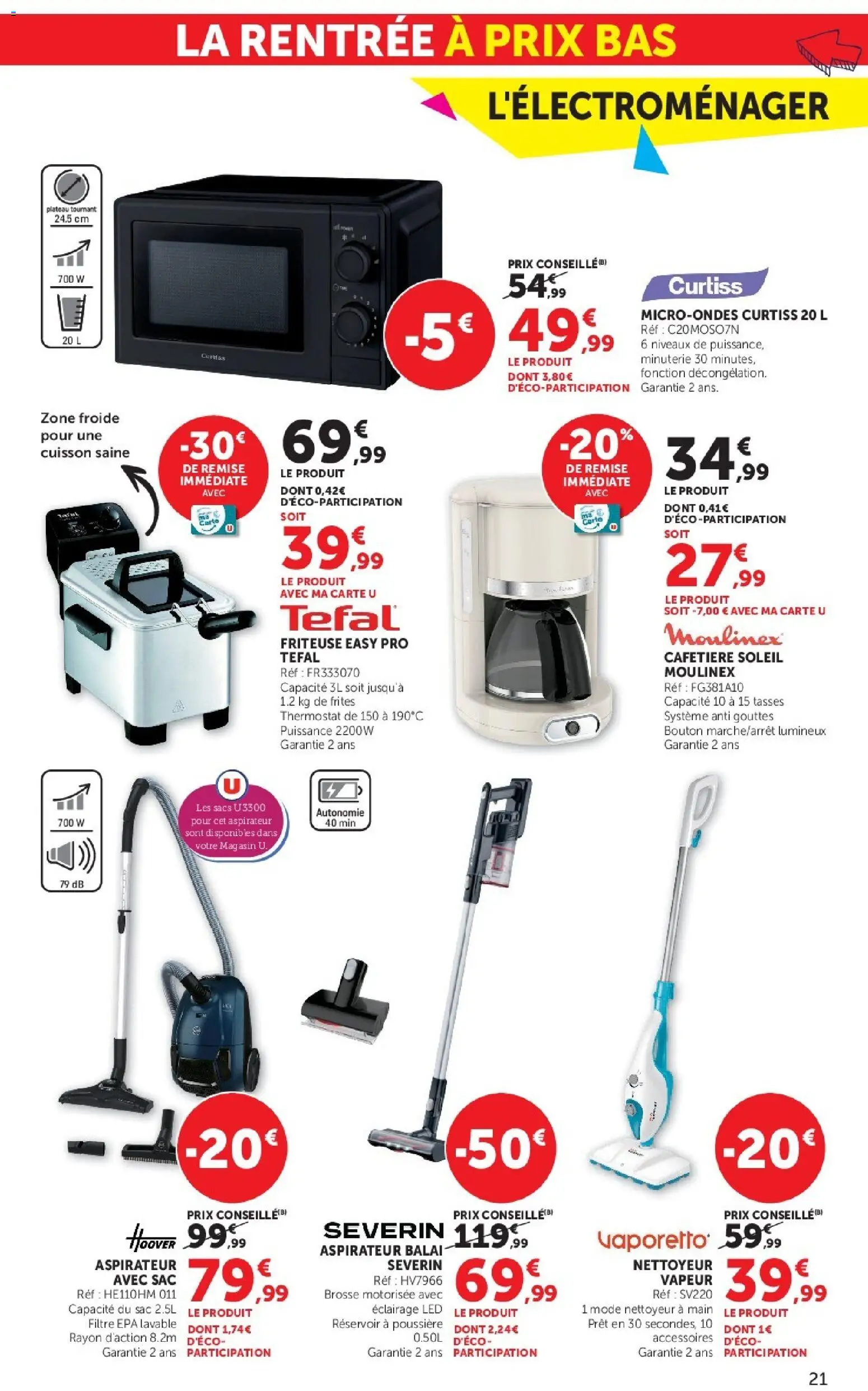 {H1} | Page: 21 | Produits: Cafetière, Plateau, Aspirateur balai, Tefal