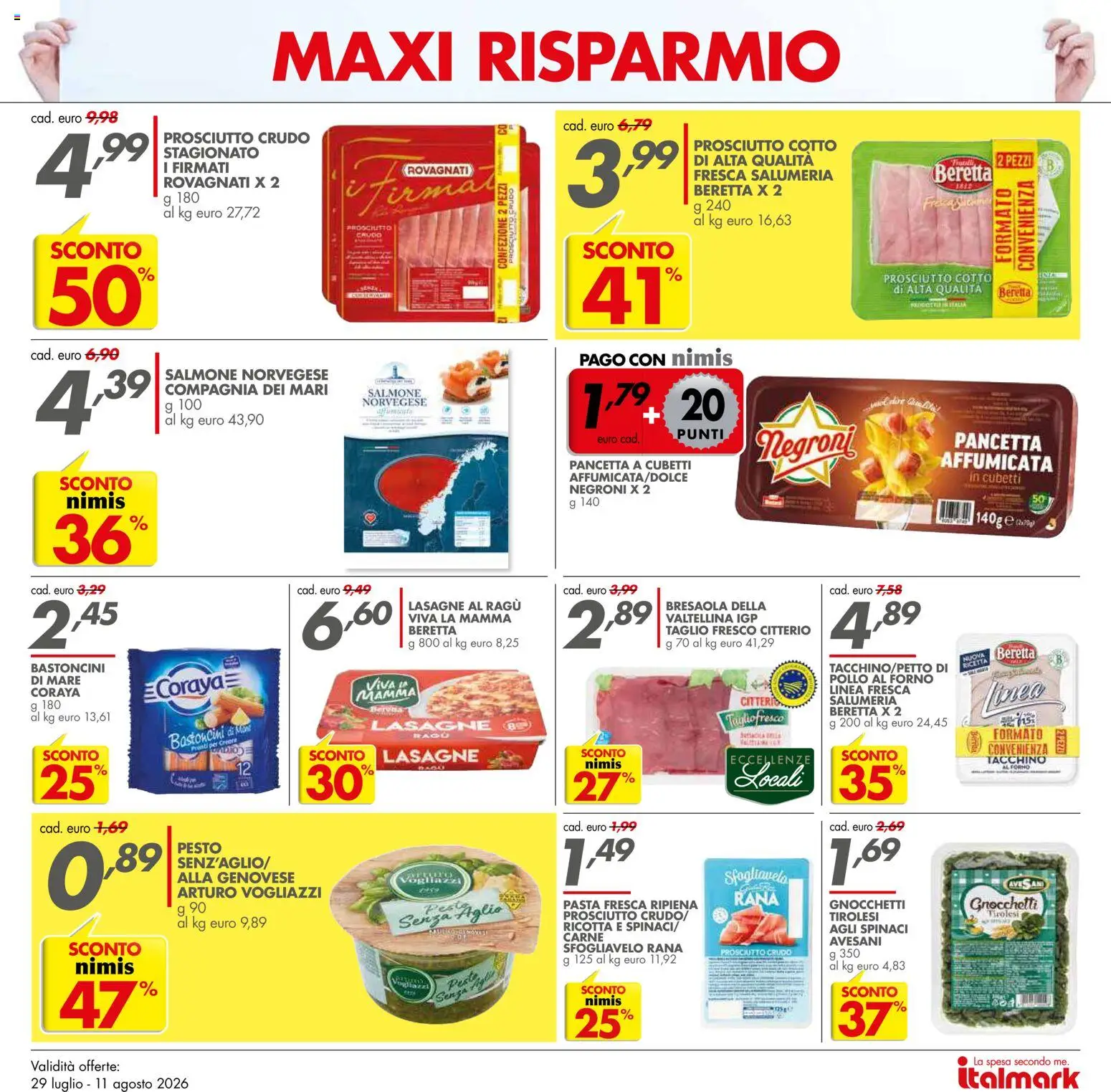 Volantino Italmark del 29/07/2026 | Pagina: 13 | Prodotti: Bresaola, Pancetta, Ragú, Forno