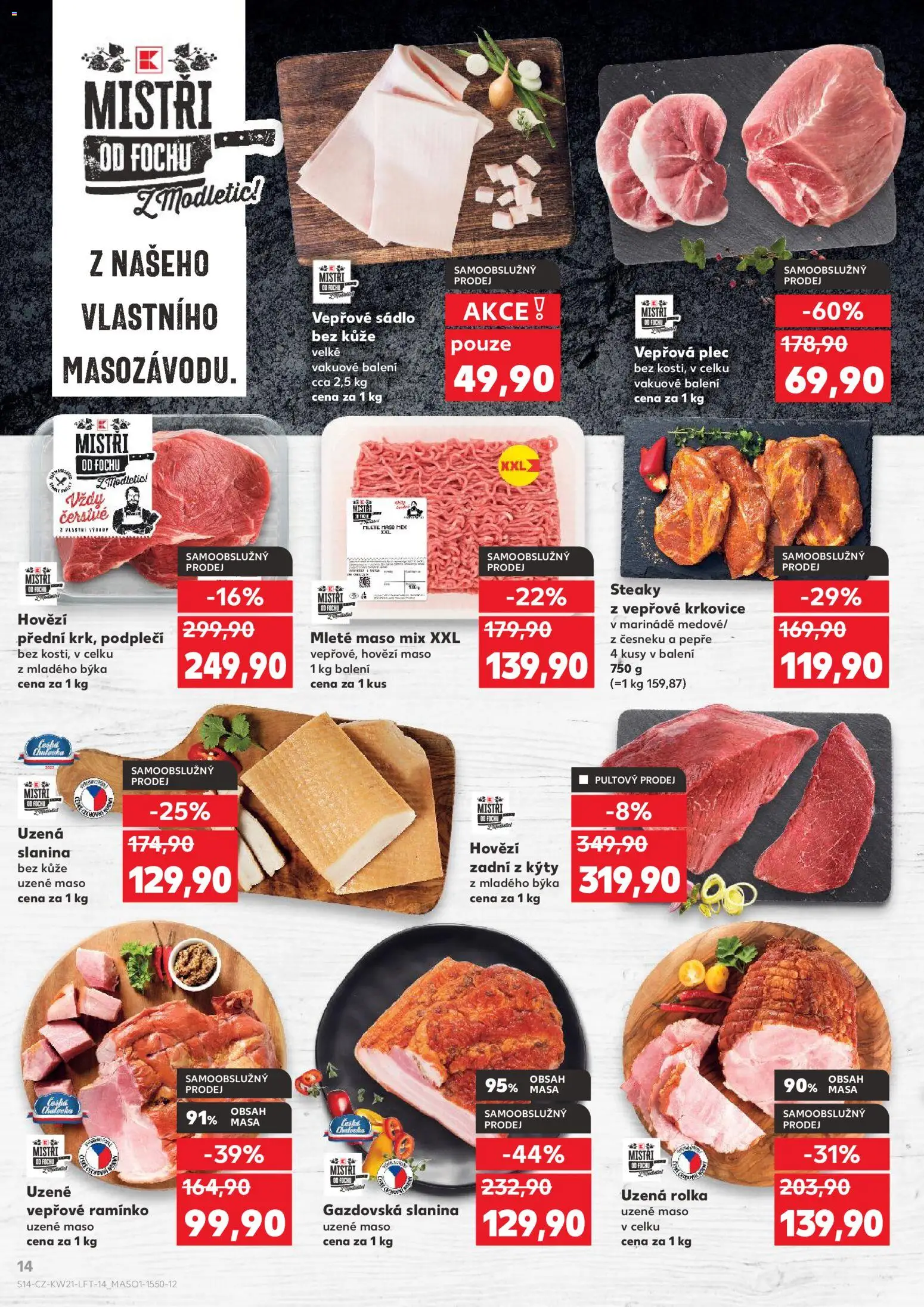 Kaufland leták - Praha 8 od 20.05.2026 | Strana: 14 | Produkty: Uzené maso, Uzené vepřové ramínko, Mleté maso, Mleté maso mix