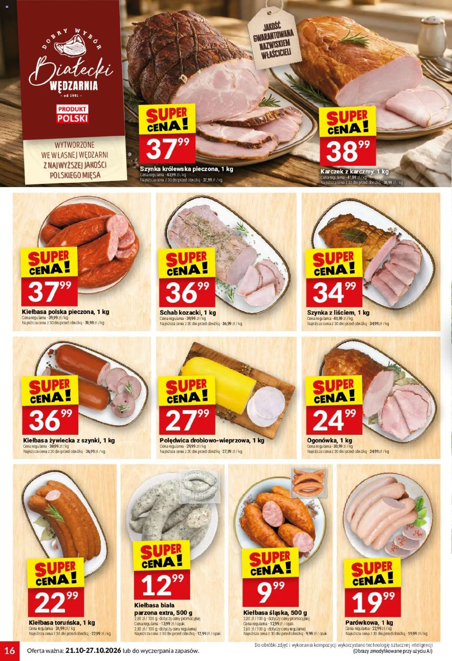 Twój Market gazetka od 21.10.2026 | Strona: 16 | Produkty: Kiełbasa, Schab, Karczek, Szynka