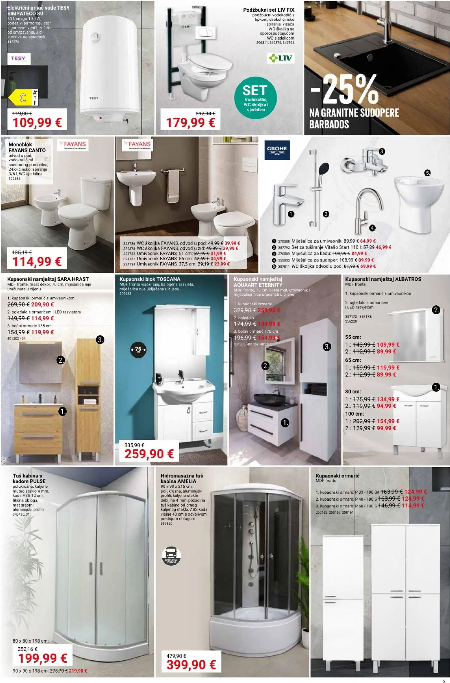 Pevex katalog | vrijedi od 17.09.2026 | Stranica: 5 | Proizvodi: Ogledalo, Vodokotlić, Kupaonski ormarić, Led