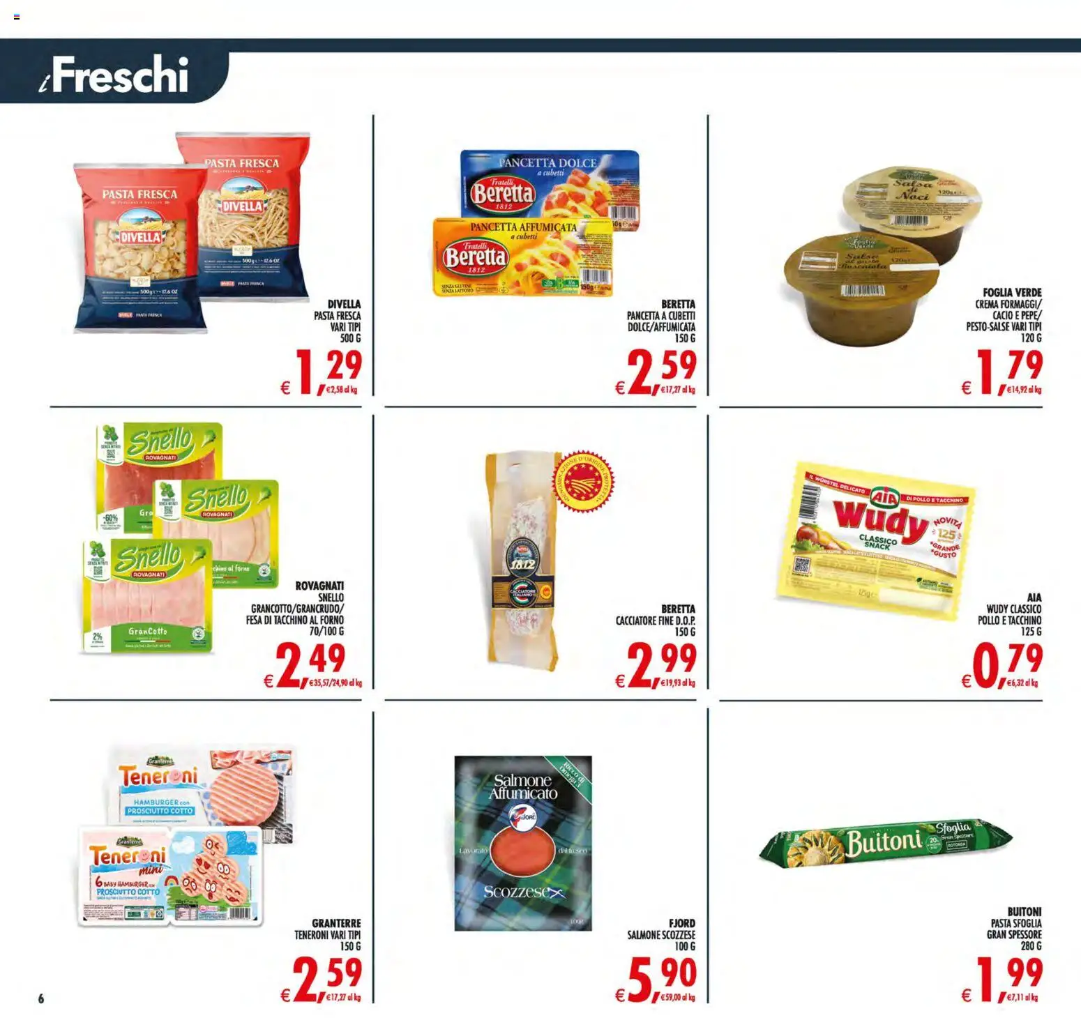 Volantino Decò del 21/08/2026 | Pagina: 6 | Prodotti: Crema, Pasta sfoglia, Divella, Tacchino