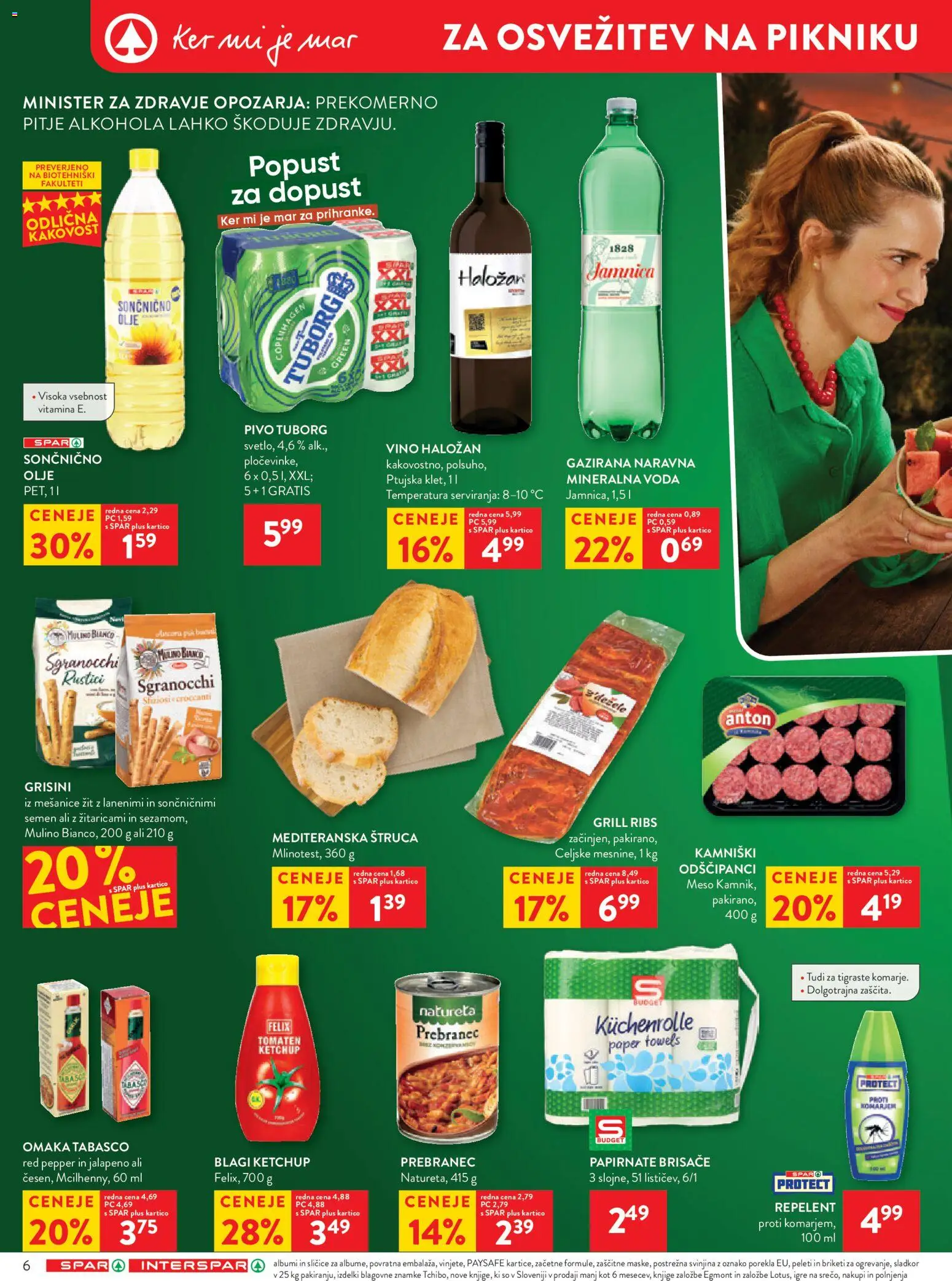 Novi Spar katalog ponudbe – veljaven od 05.08.2026 | Stran: 6 | Izdelki: Repelent, Vino, Pivo, Sladkor